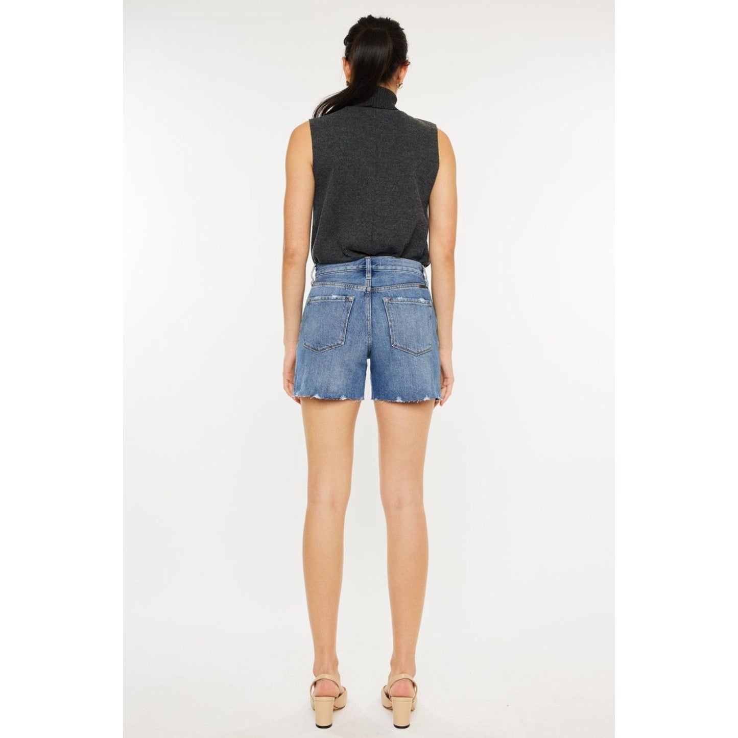 Kancan Distressed High Waist Denim Shorts