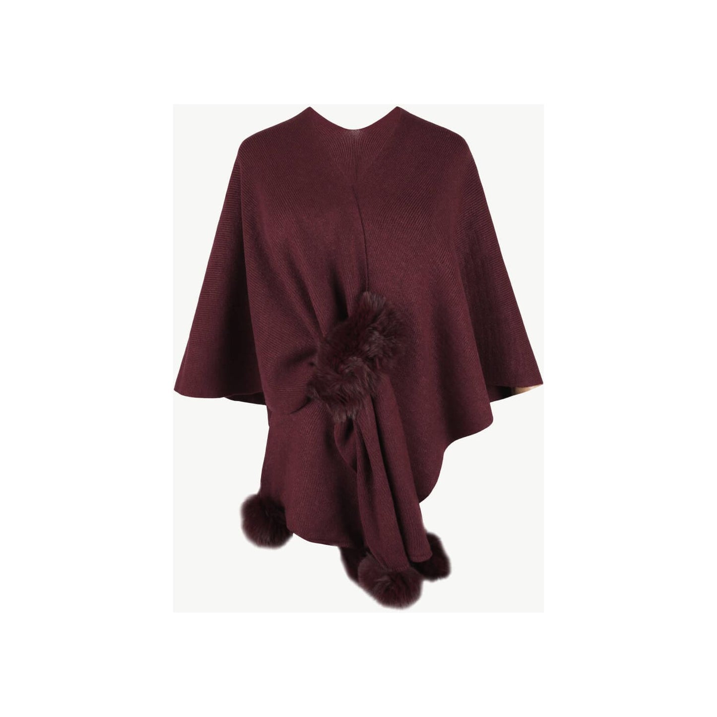 Surplice Neck Pom-Pom Trim Poncho