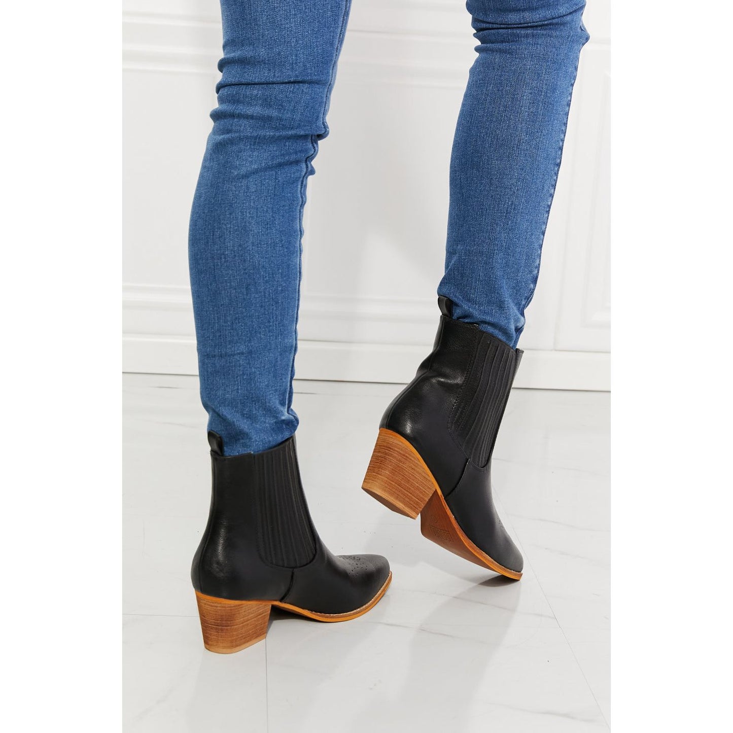 MMShoes Love the Journey Stacked Heel Chelsea Boot in Black