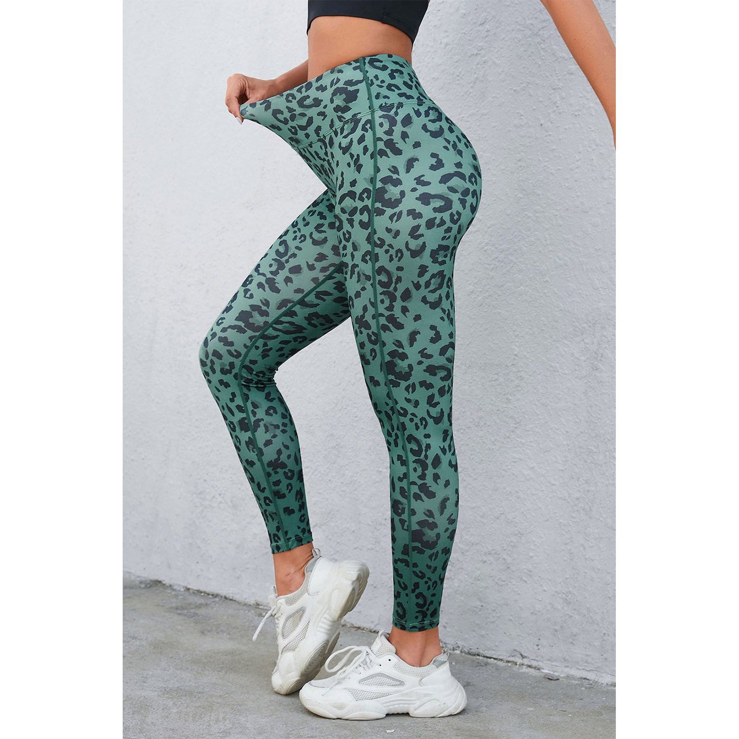 Leopard Print Wide Waistband Leggings