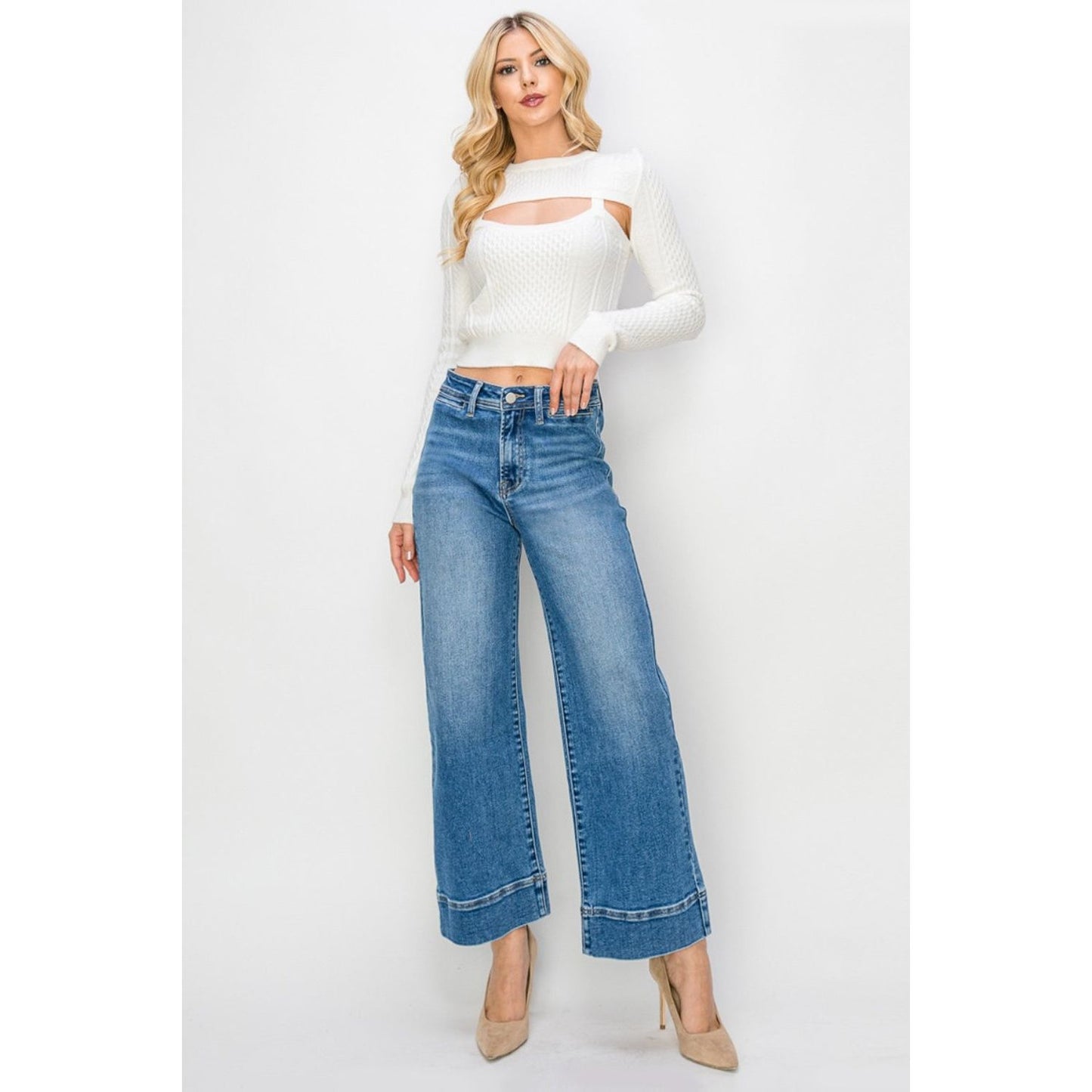 RISEN Full Size High Rise Wide Leg Jeans