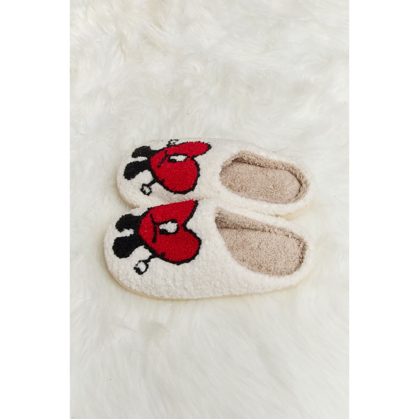 Melody Love Heart Print Plush Slippers