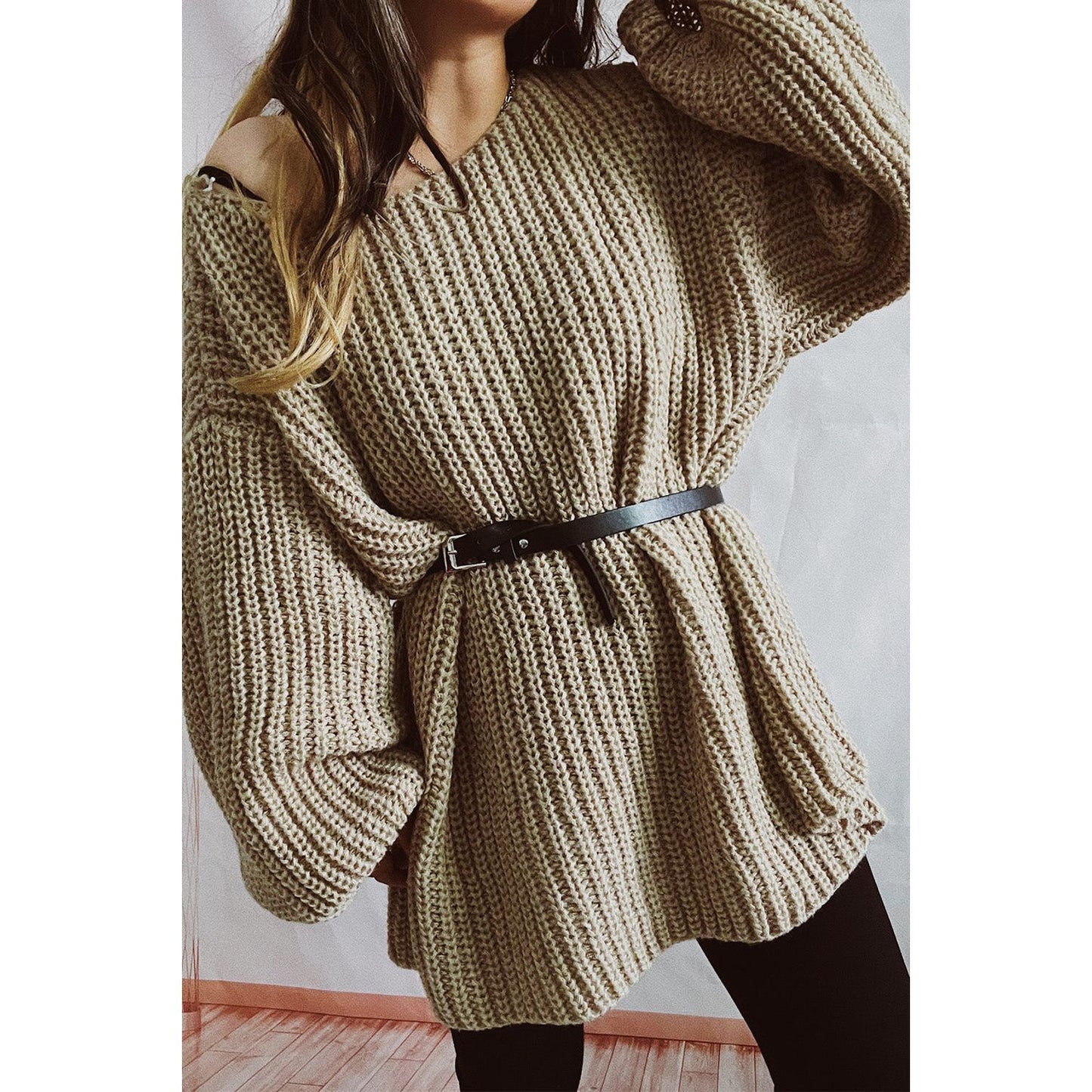 Boat Neck Dropped Shoulder Mini Sweater Dress