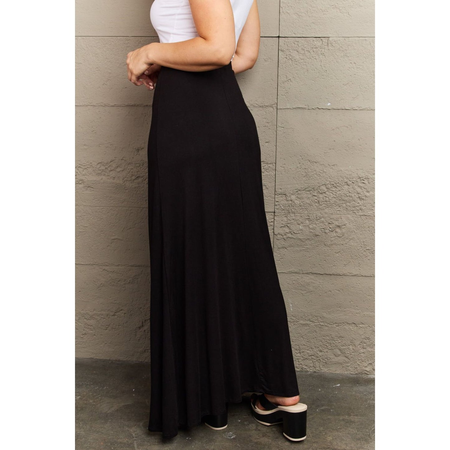 Culture Code For The Day Full Size Flare Maxi Skirt in Black