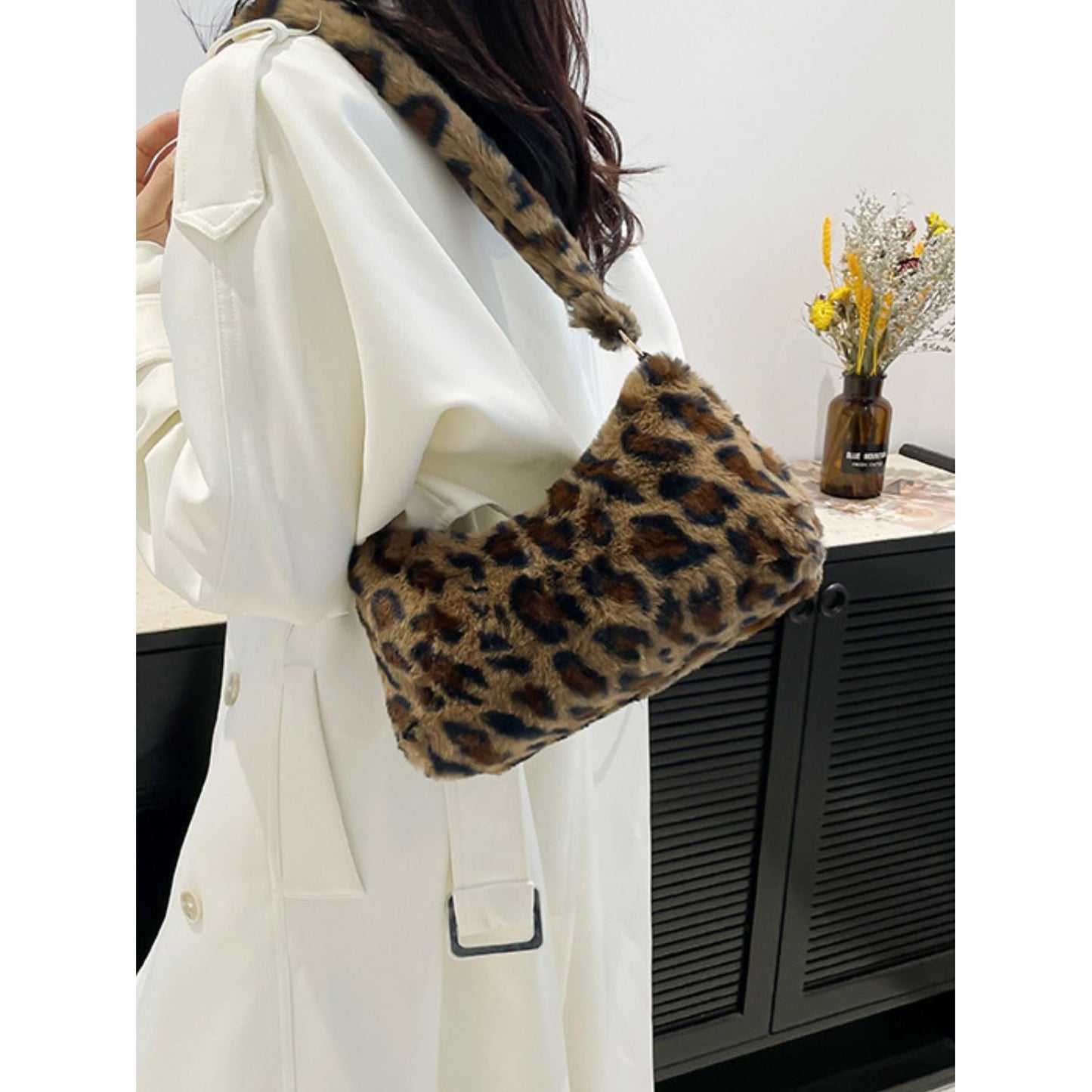 Leopard Fluff Shoulder Bag