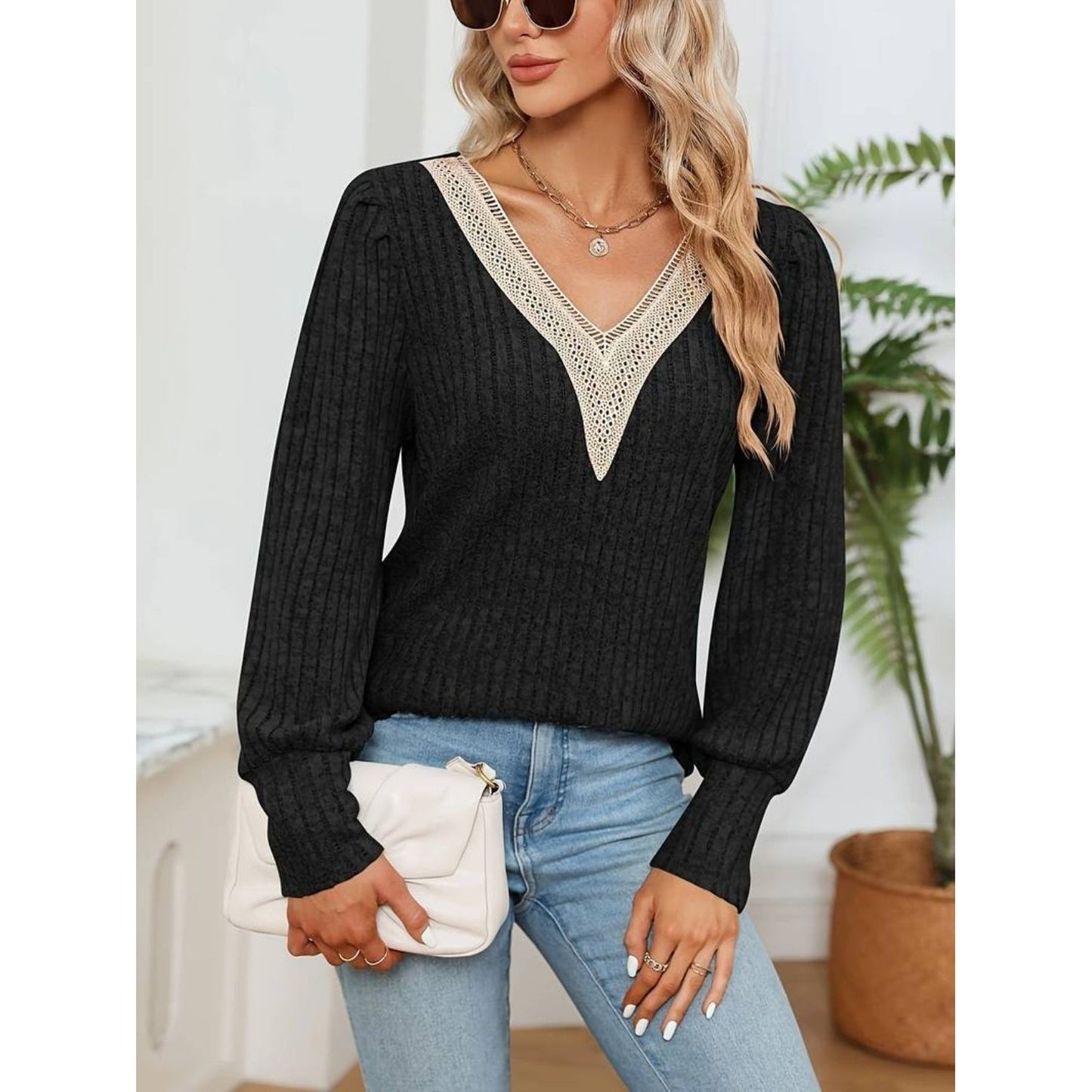 V-Neck Long Sleeve T-Shirt