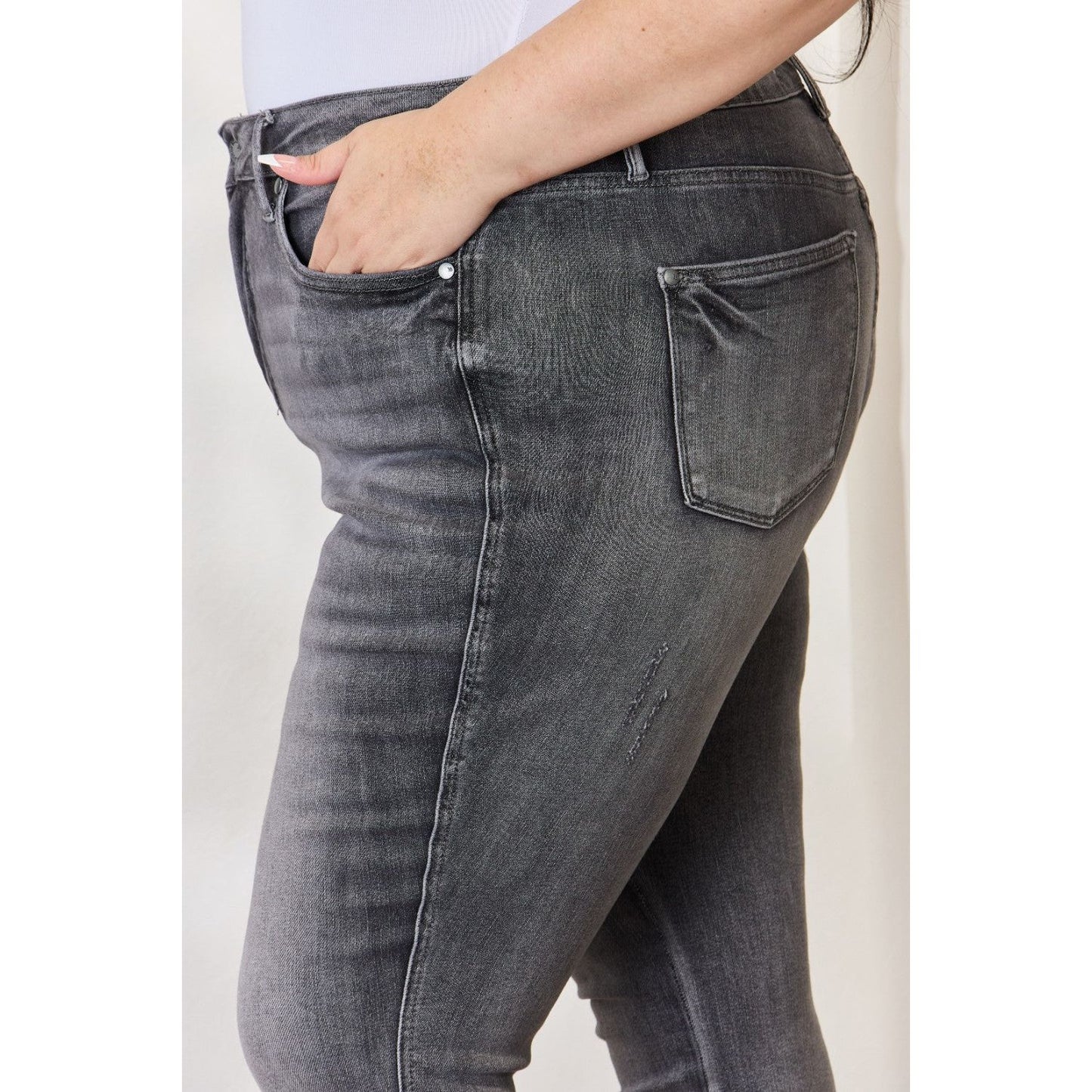 Judy Blue Full Size High Waist Tummy Control Release Hem Skinny Jeans