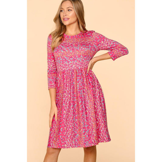 Haptics Round Neck Floral Dress with Pockets