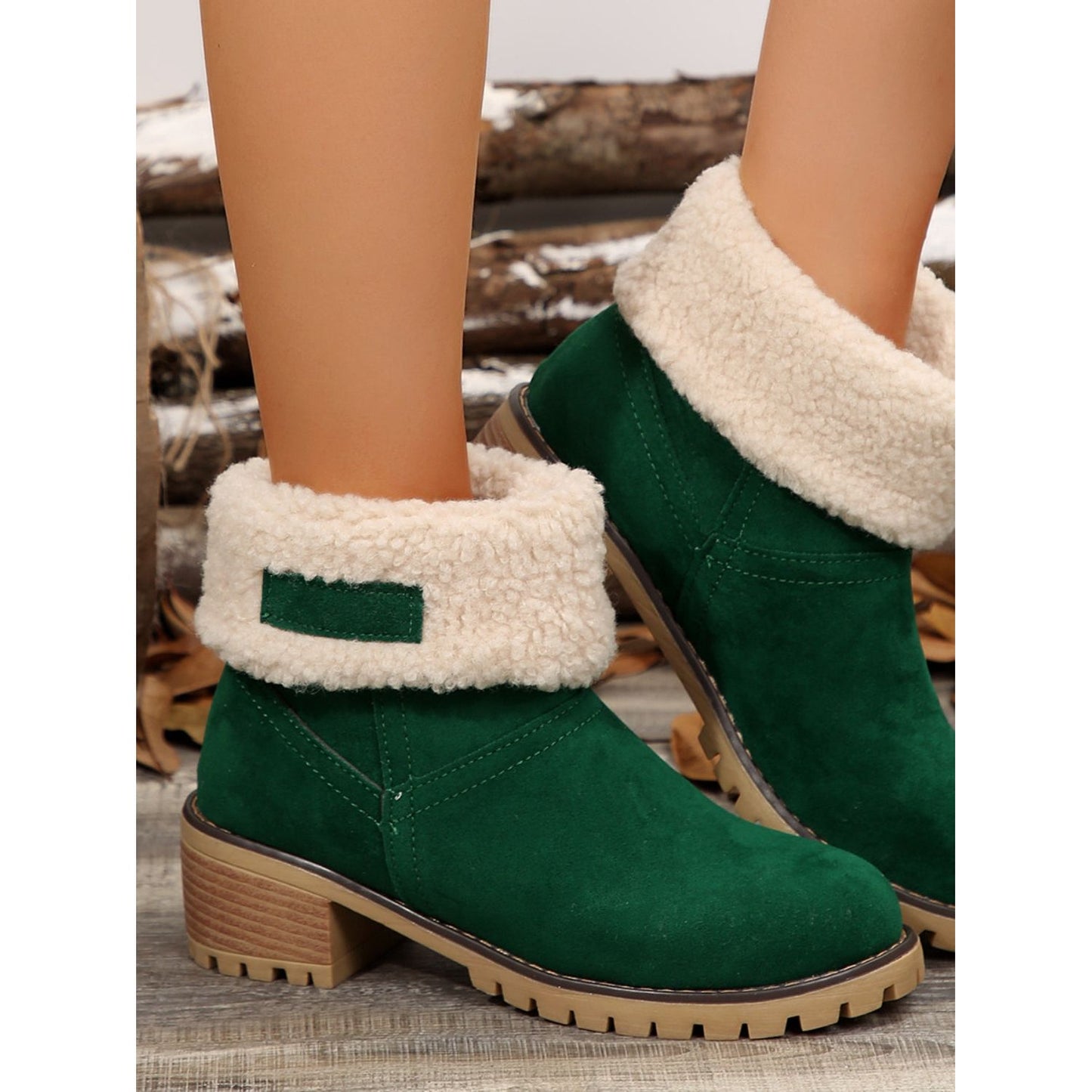 Thermal Fuzzy Block Heel Boots