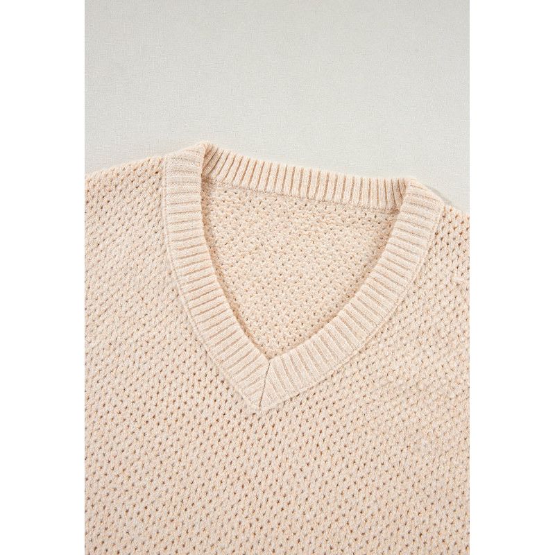 V-Neck Dropped Shoulder Long Sleeve Sweater