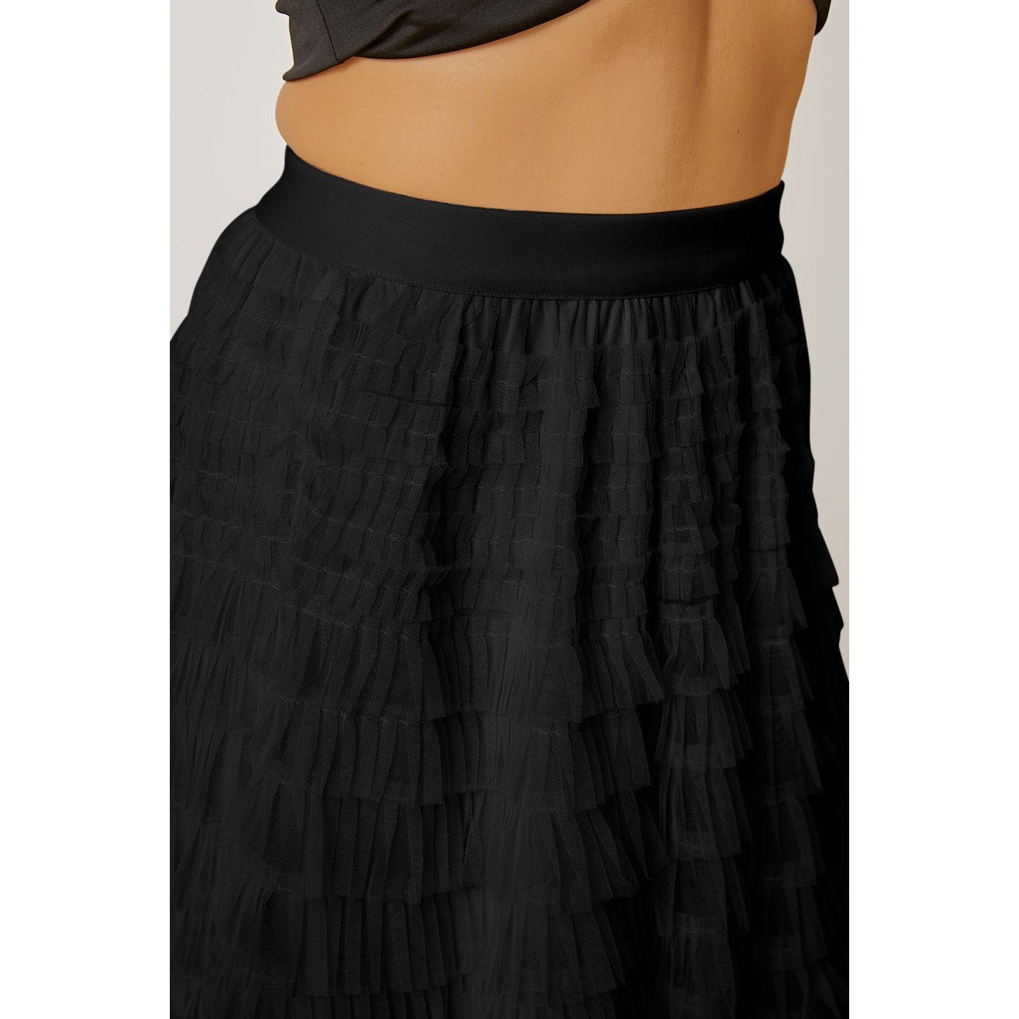 Ruched High Waist Tiered Skirt