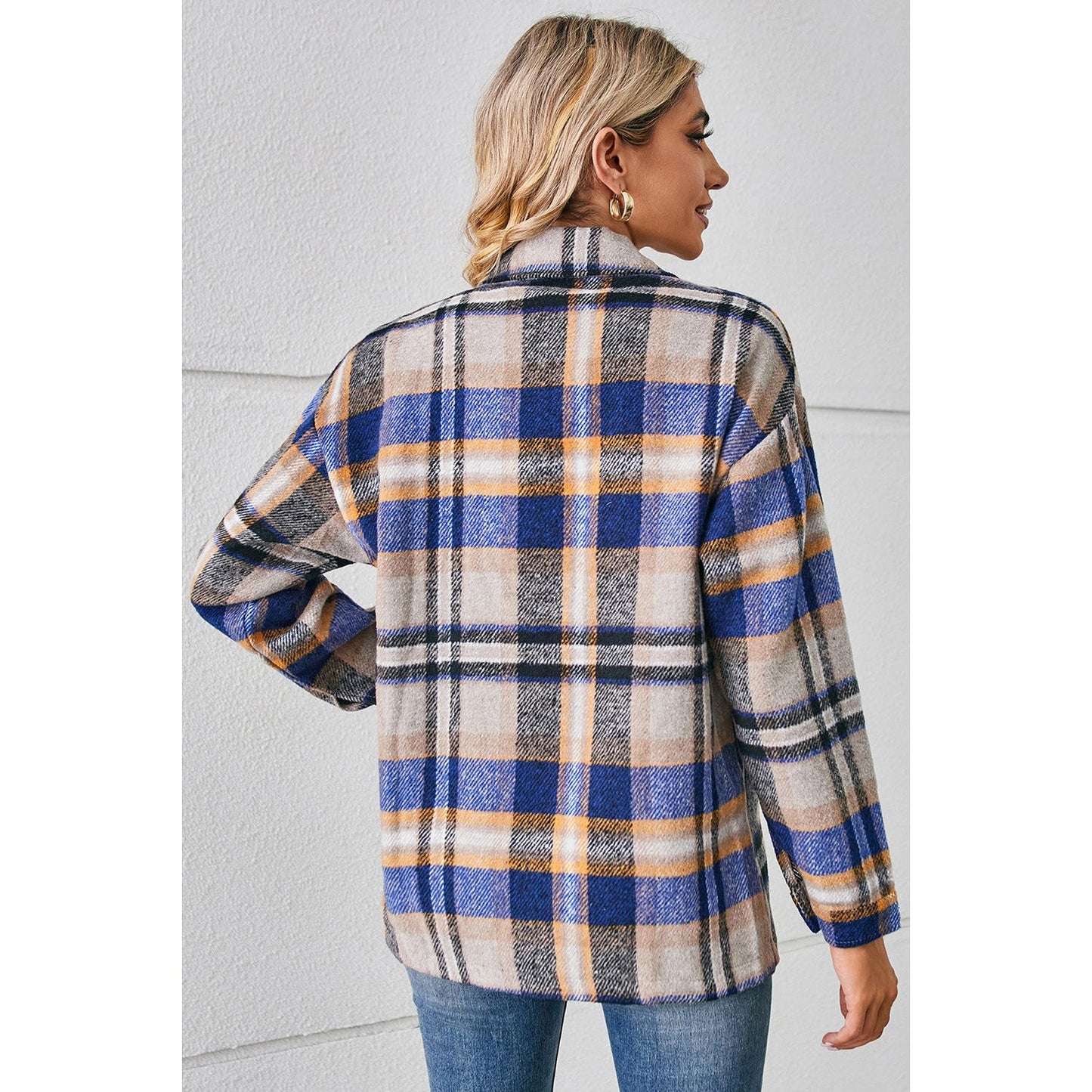 Button Down Collared Plaid Shacket