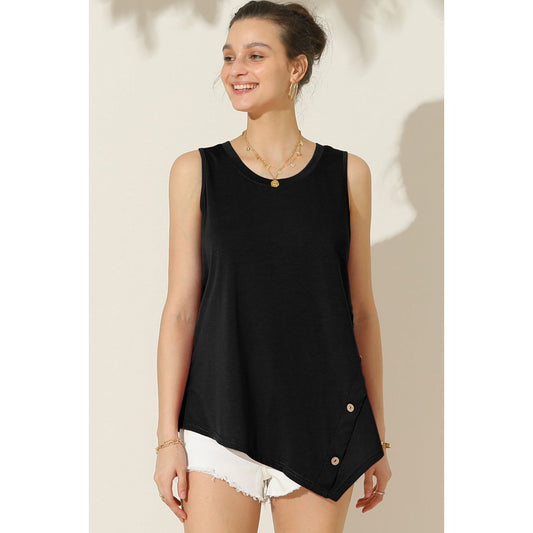 Ninexis Round Neck Button Side Tank