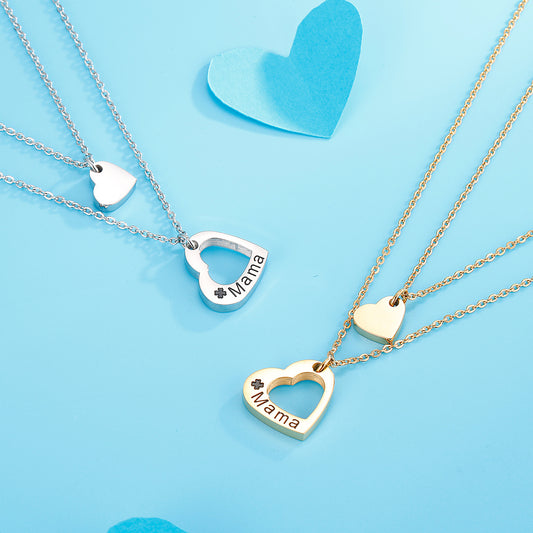 Stainless Steel Cutout Heart Double-Layered Necklace