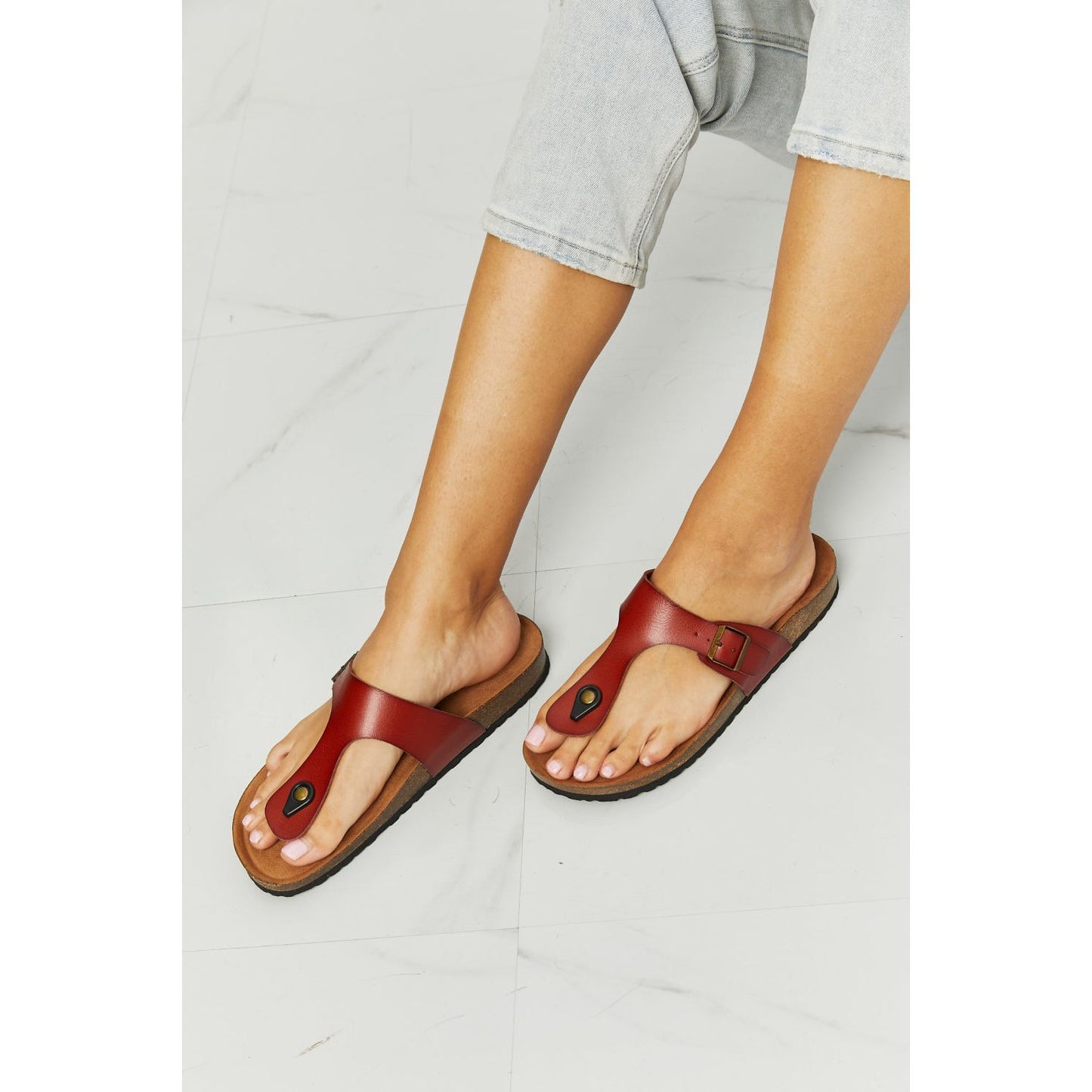 MMShoes Drift Away T-Strap Flip-Flop in Red