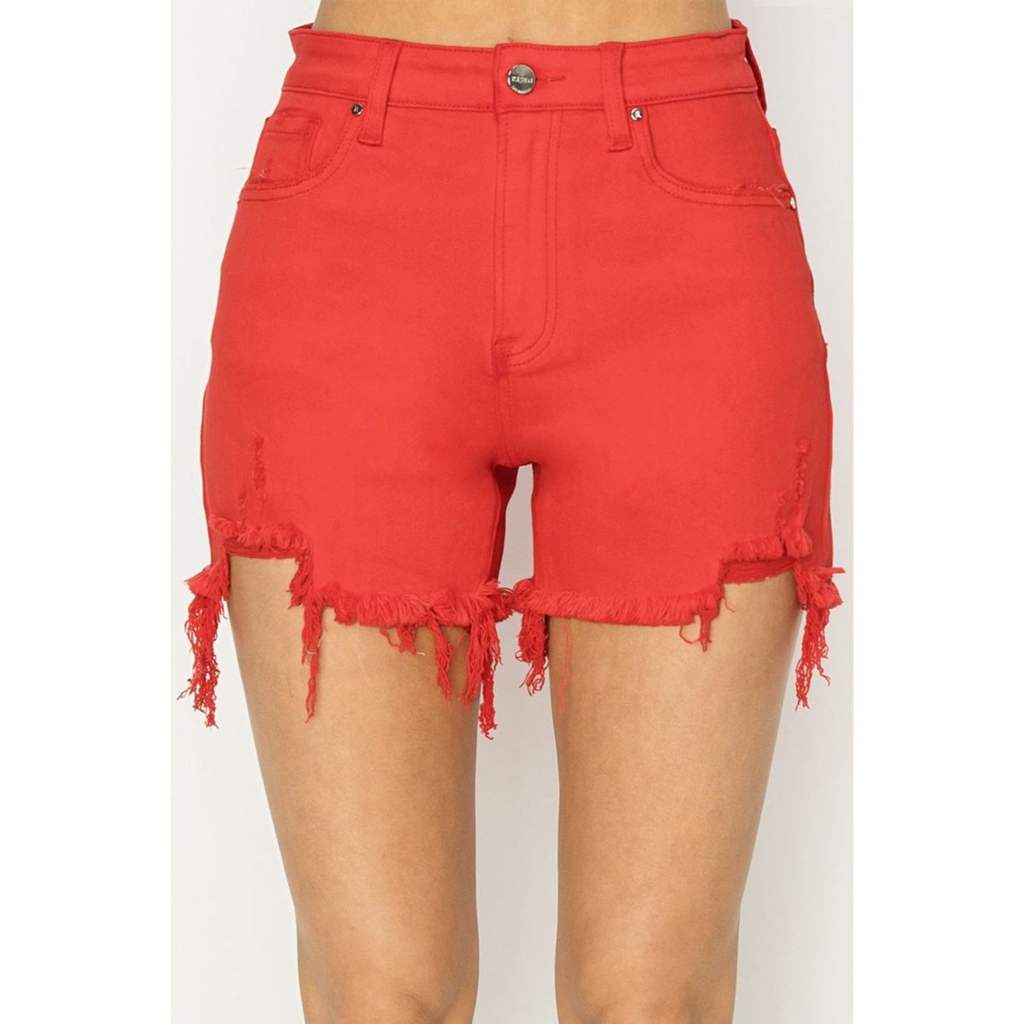 RISEN High Rise Distressed Denim Shorts