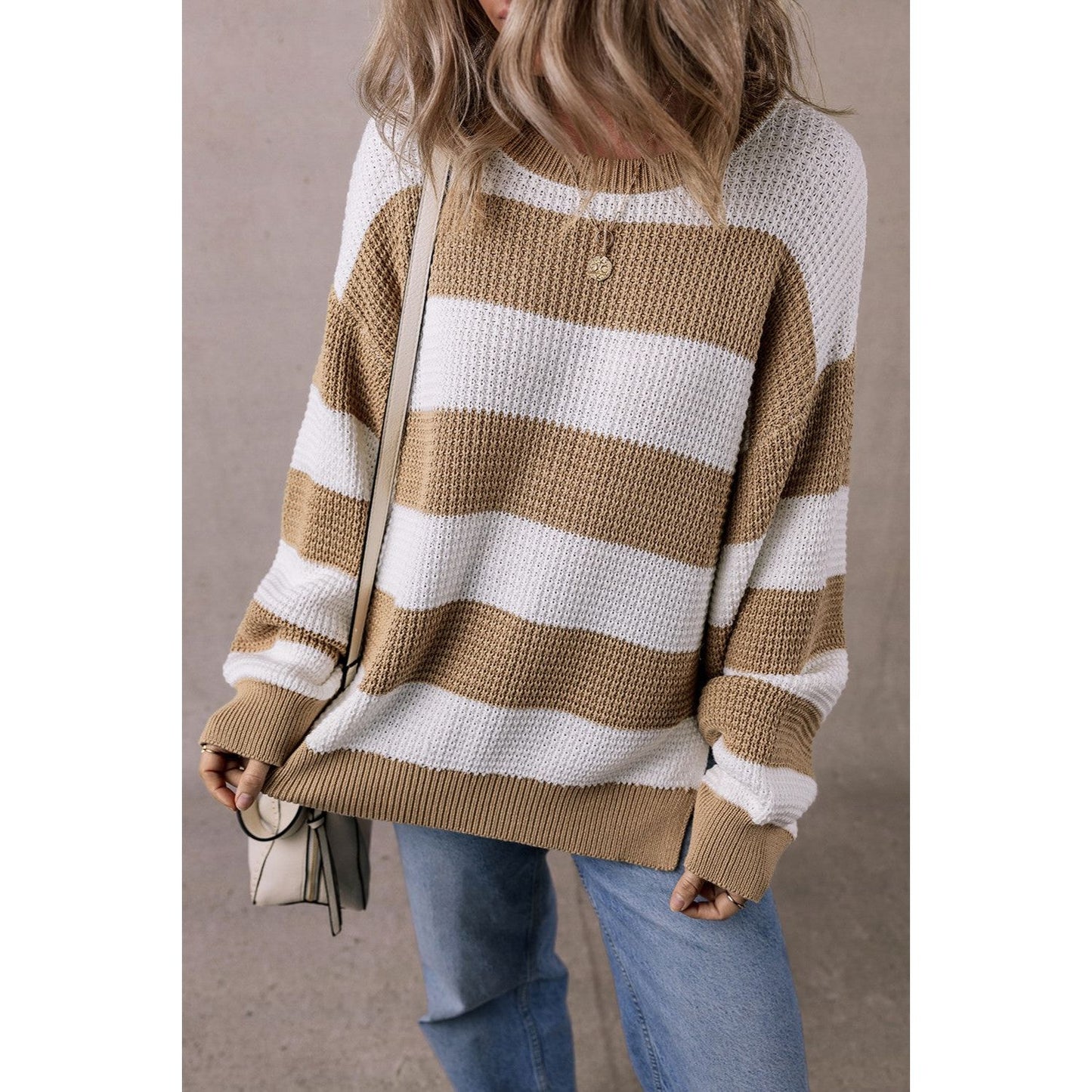 Color Block Round Neck Sweater