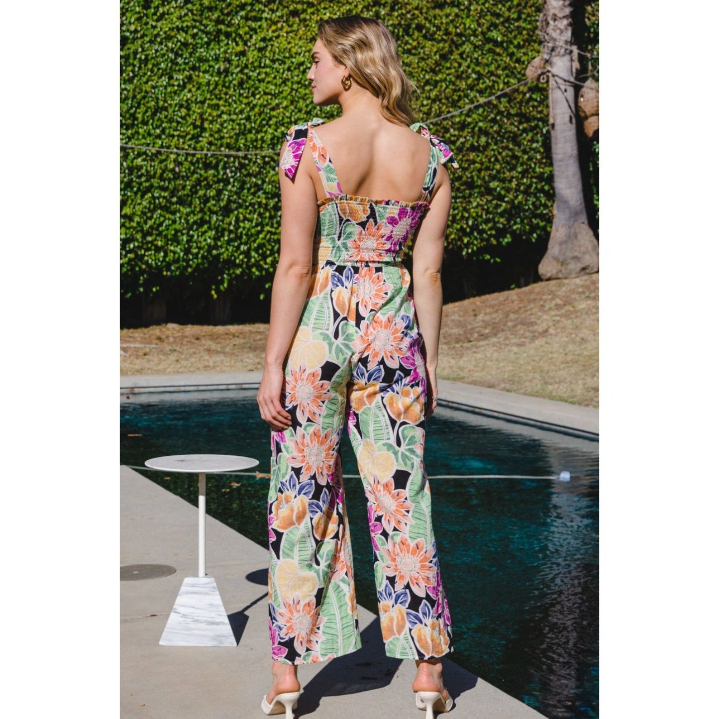 ODDI Full Size Floral Sleeveless Wide Leg Jumpsuit