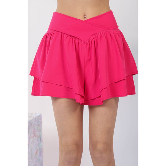 VERY J V-Shaped High Waist Layered Active Shorts