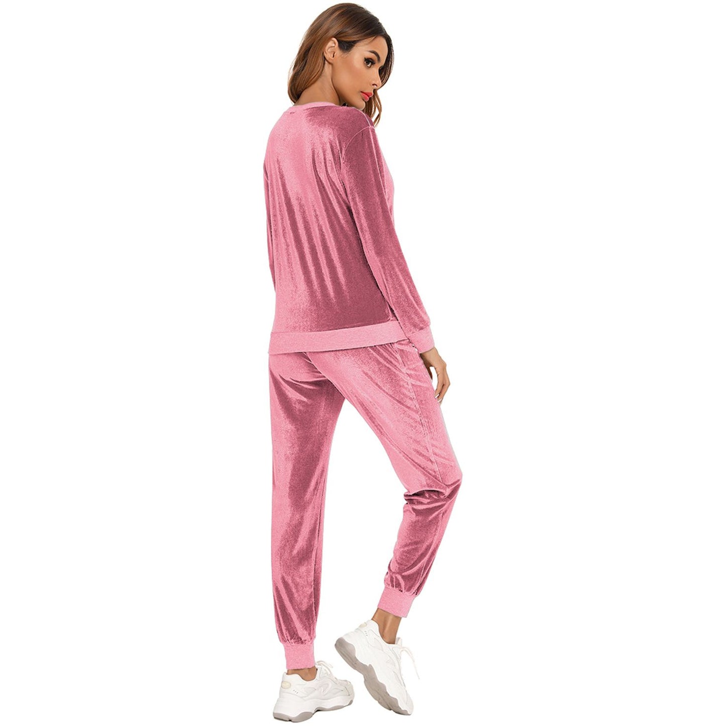 Round Neck Long Sleeve Loungewear Set with Pockets