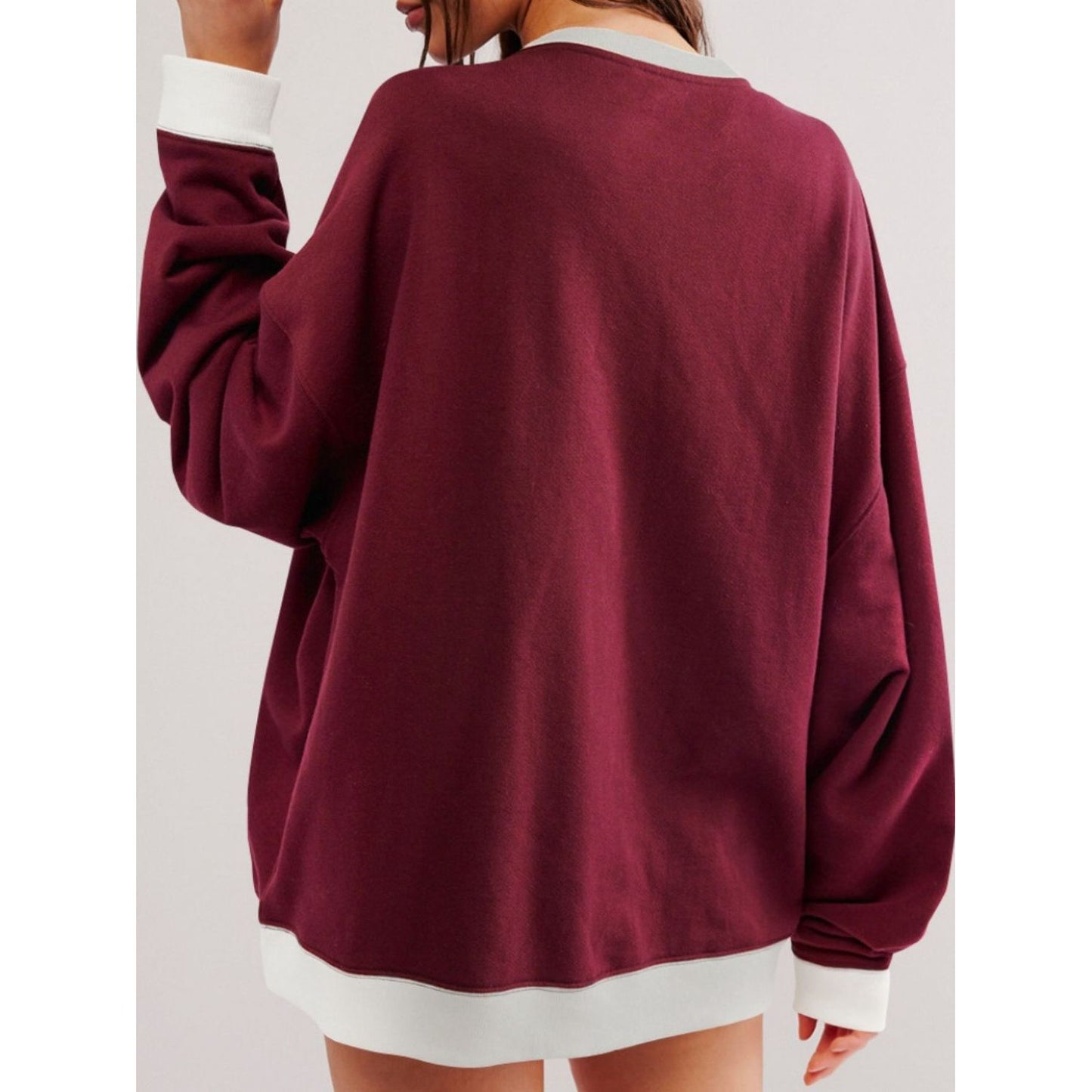 Contrast Dropped Shoulder Long Sleeve Sweatshirt