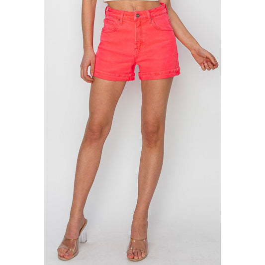 RISEN Full Size High Rise Cuffed Denim Shorts