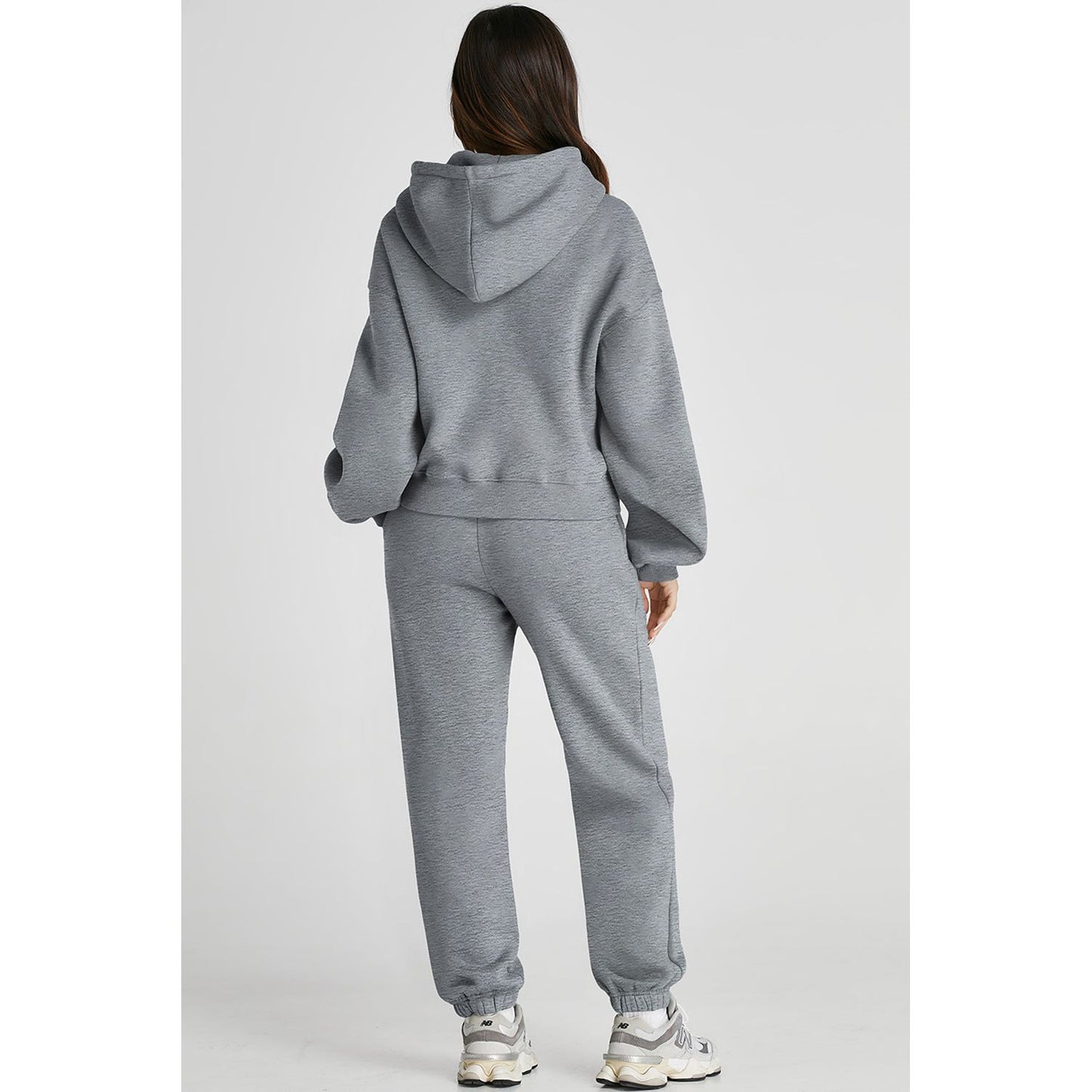 Dropped Shoulder Hooded Top and Pants Active Set