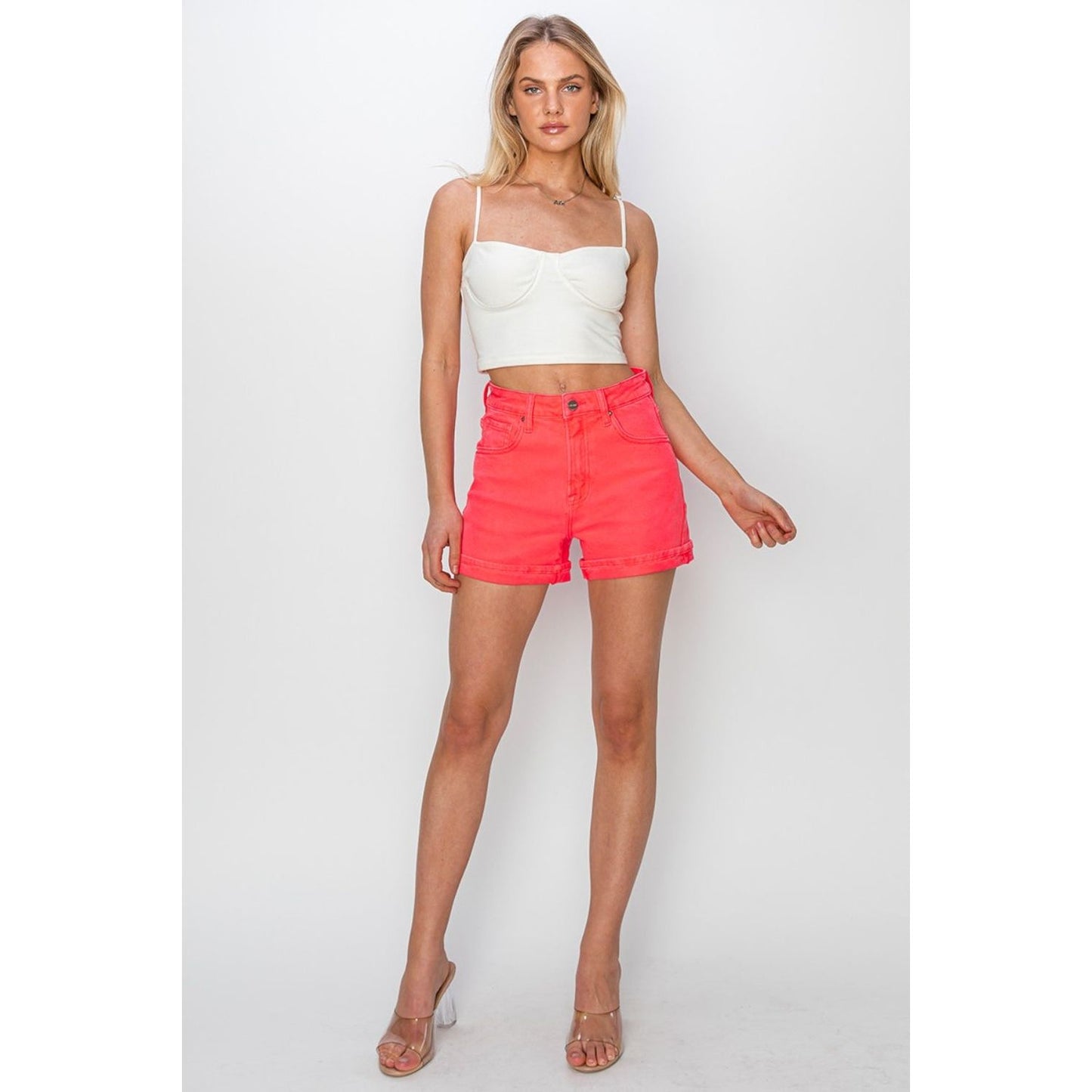 RISEN Full Size High Rise Cuffed Denim Shorts