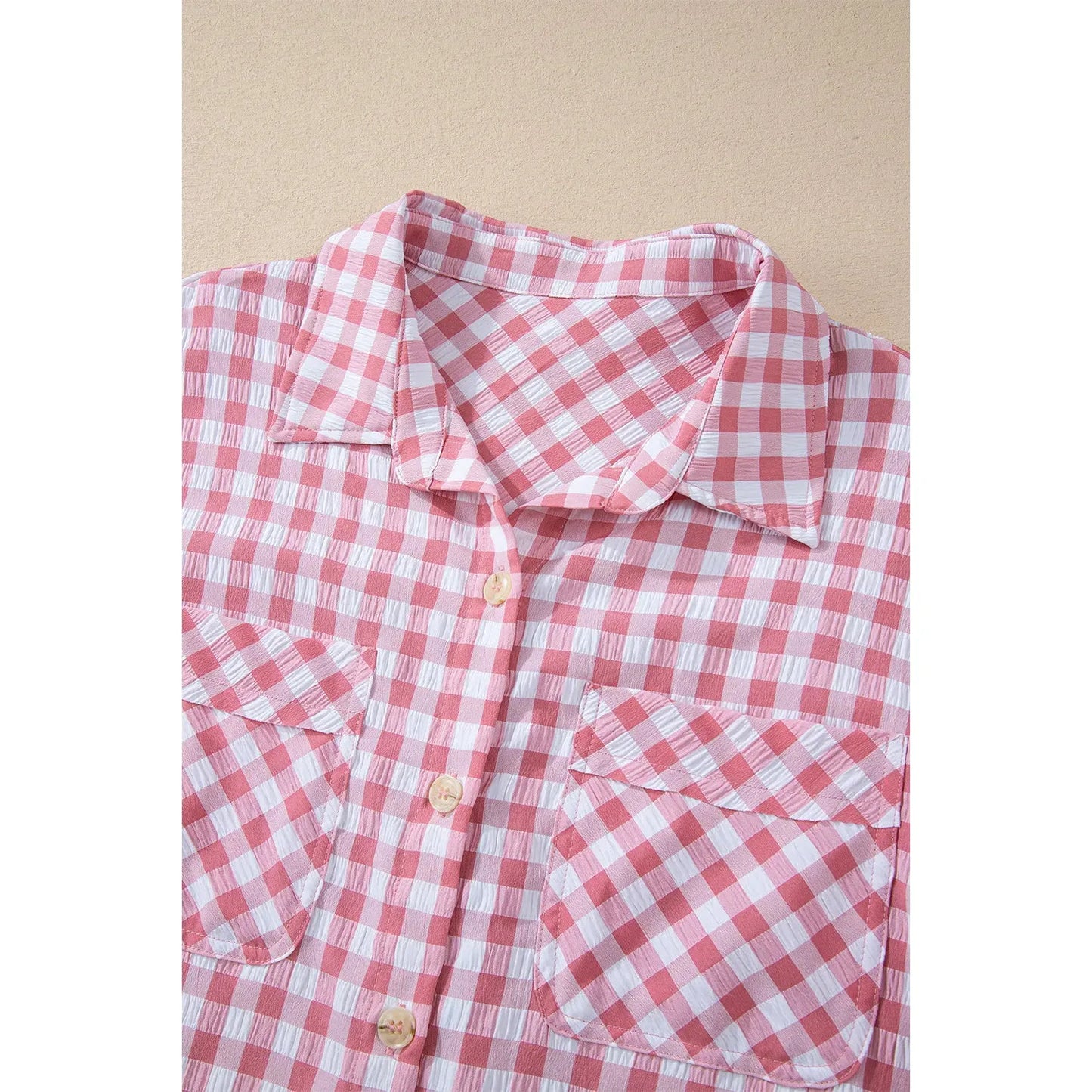 Pocketed Plaid Collared Neck Long Sleeve Shirt