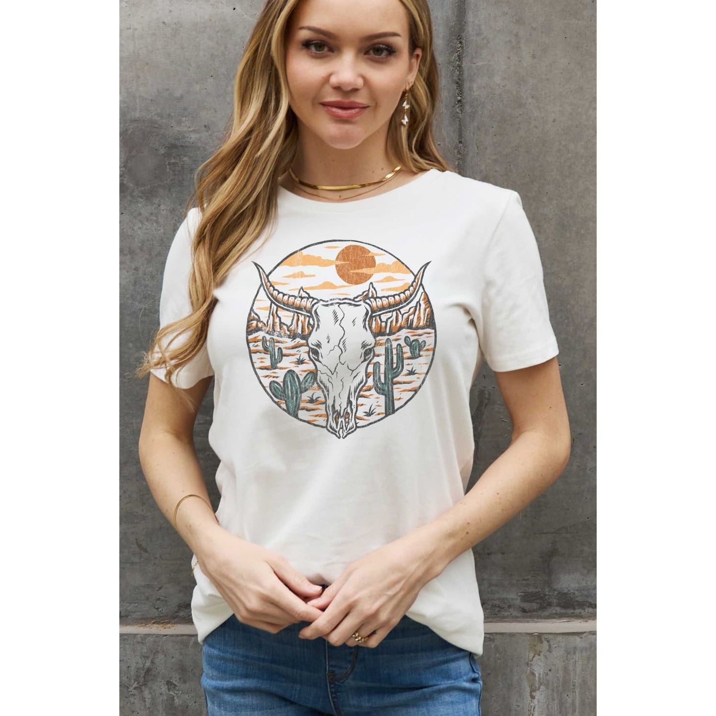 Simply Love Full Size Bull Cactus Graphic Cotton Tee