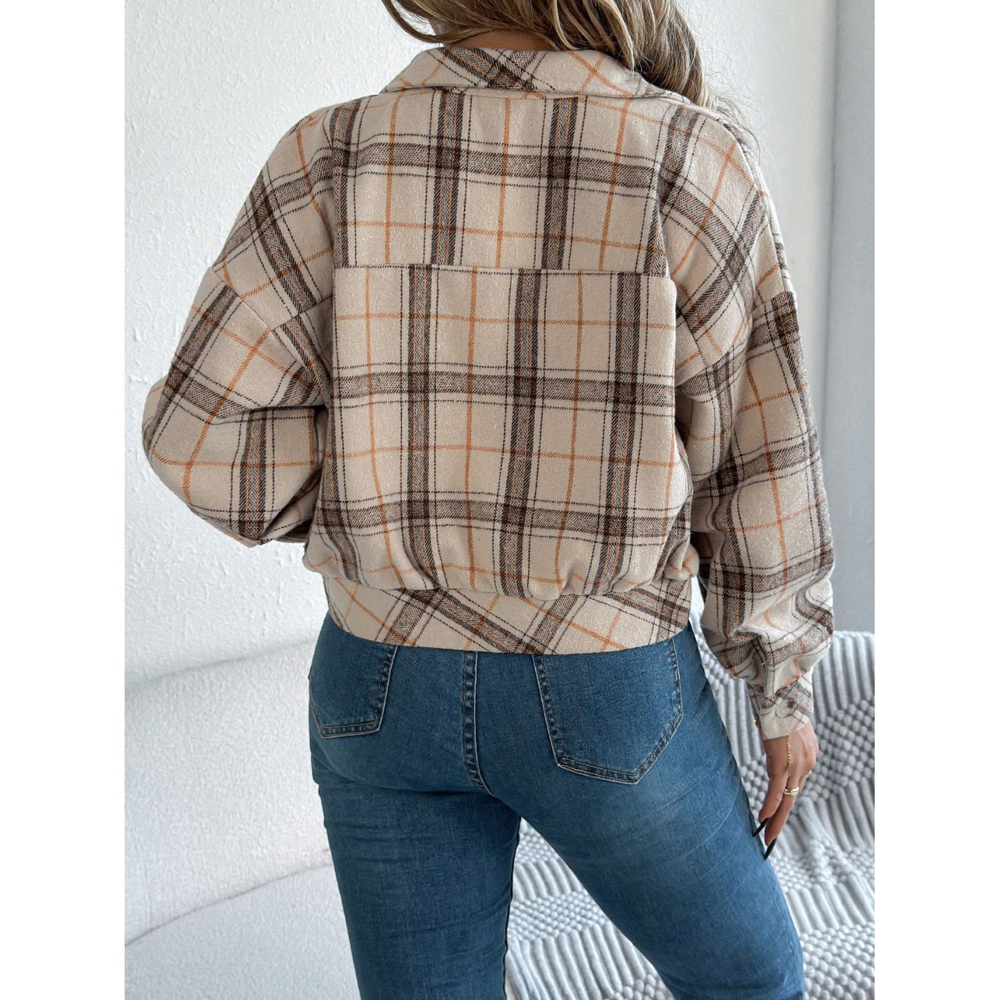 Plaid Button Up Long Sleeve Jacket