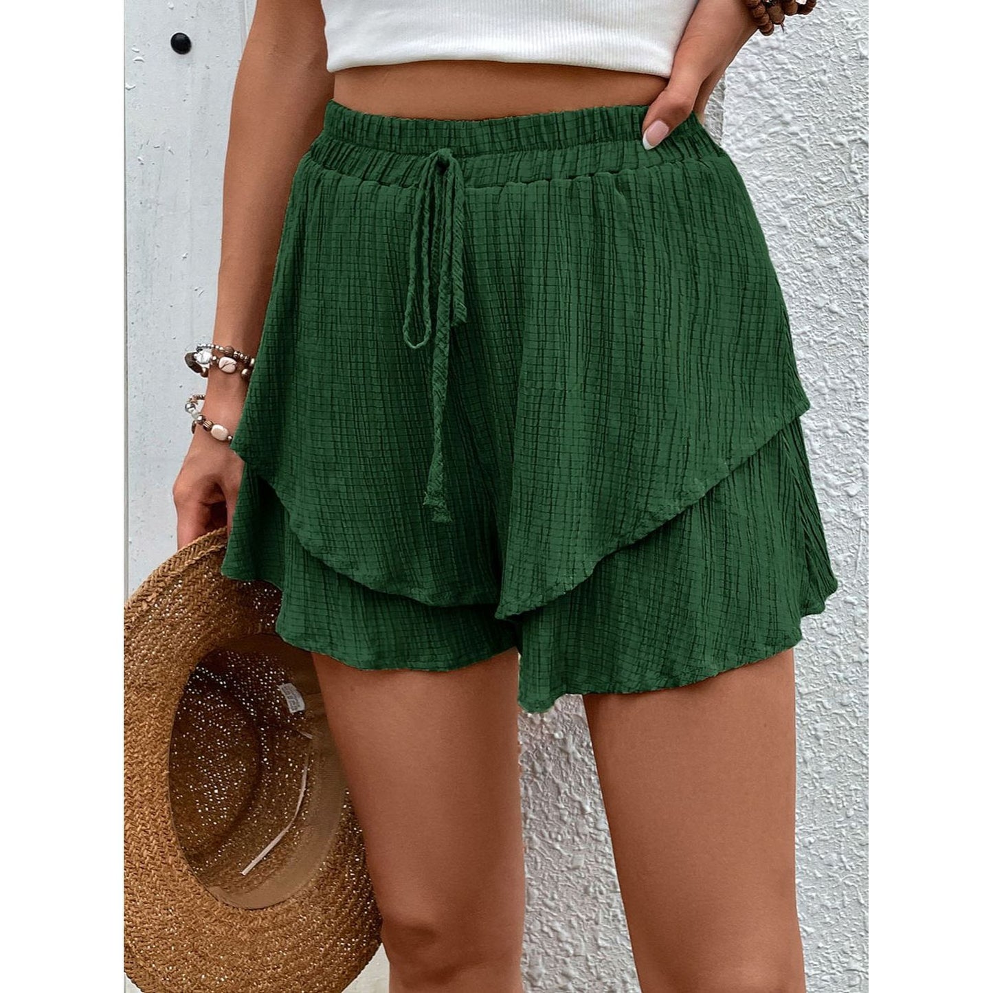 Perfee Tied Layered High Waist Shorts