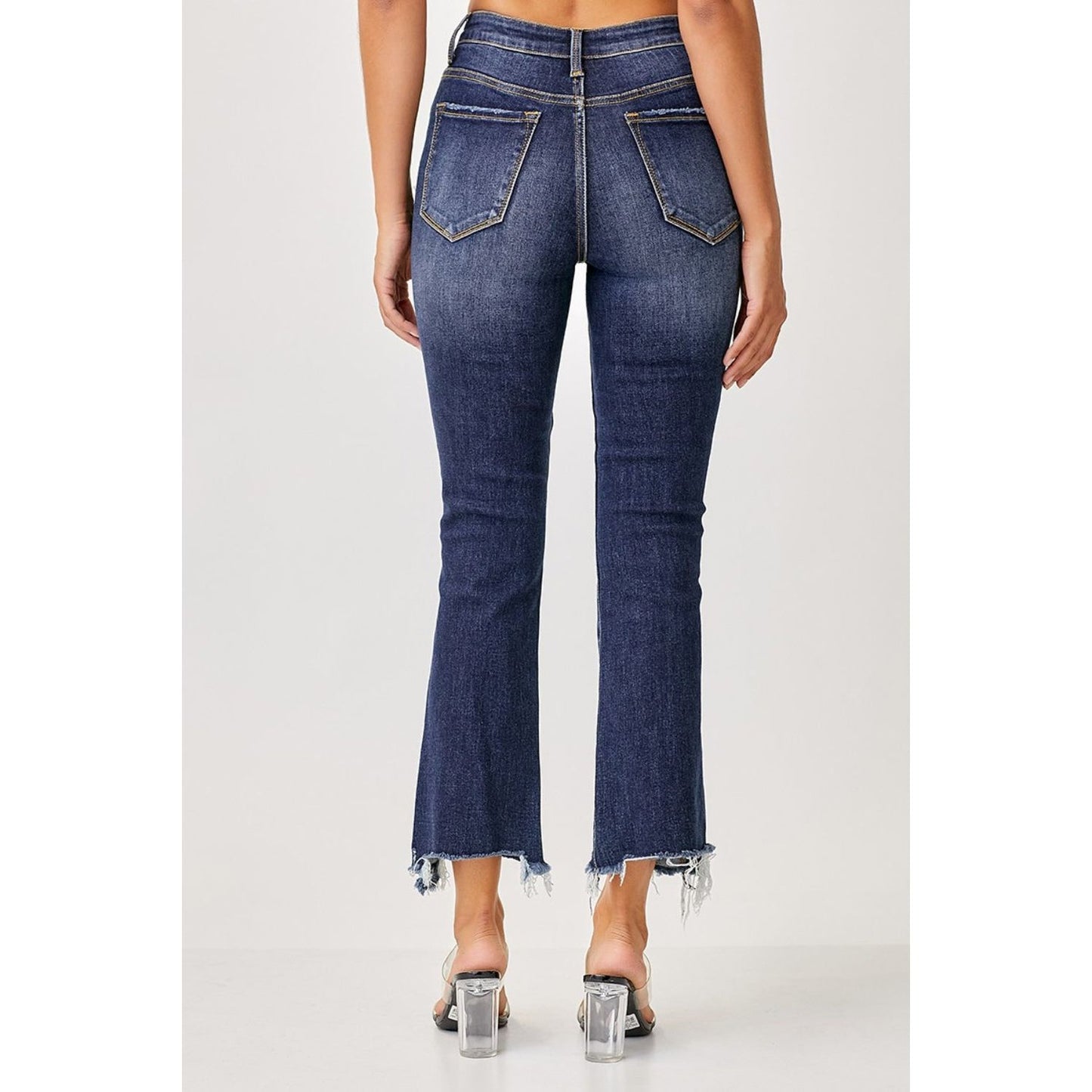 Risen Full Size Frayed Hem Cropped Straight Jeans