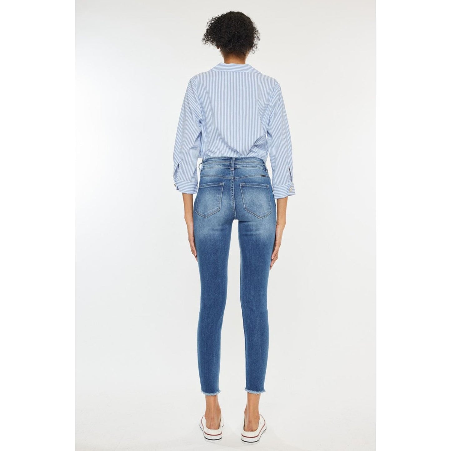 Kancan Distressed Raw Hem High Waist Jeans