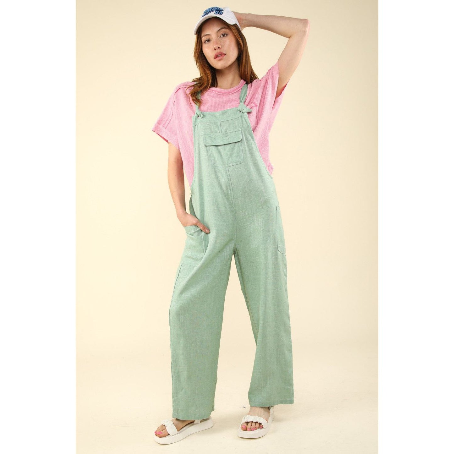 VERY J Knot Strap Jumpsuit with Pockets