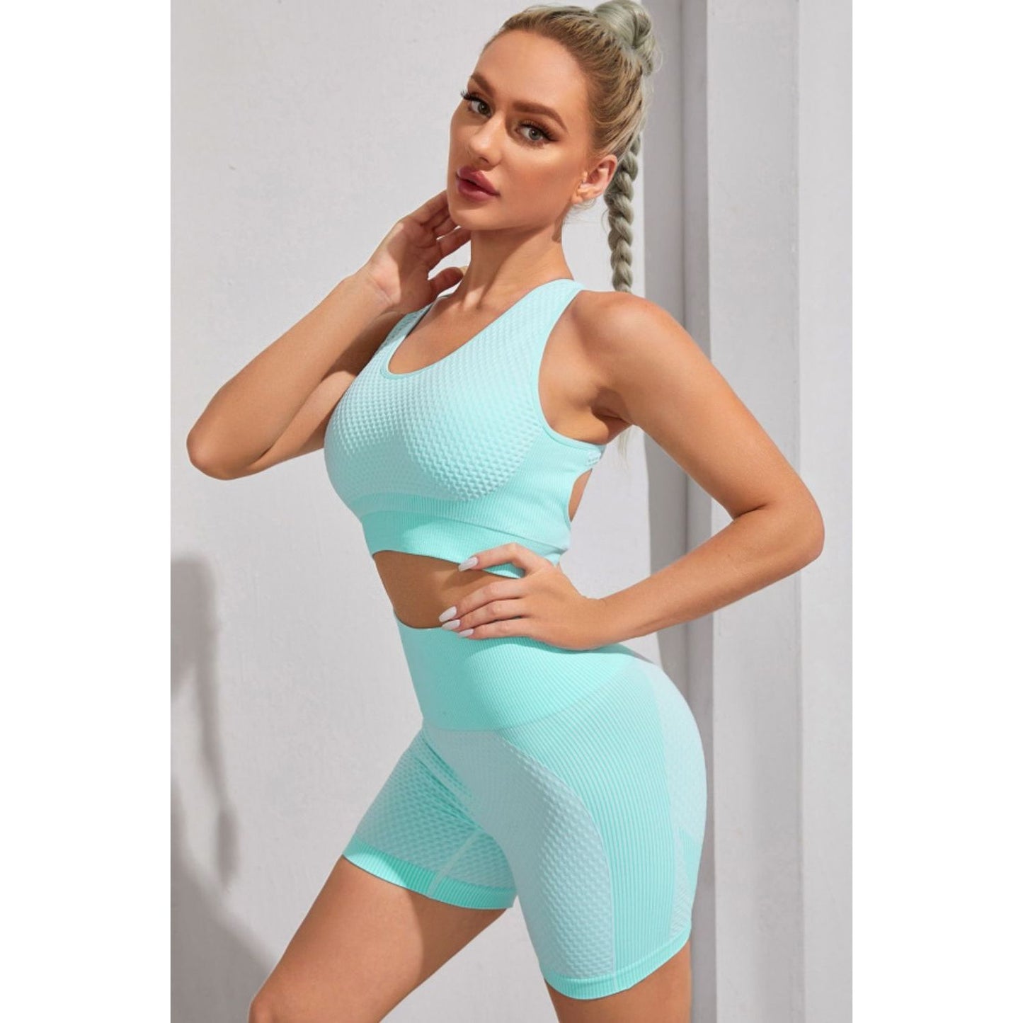 Round Neck Sports Bra and Shorts Set