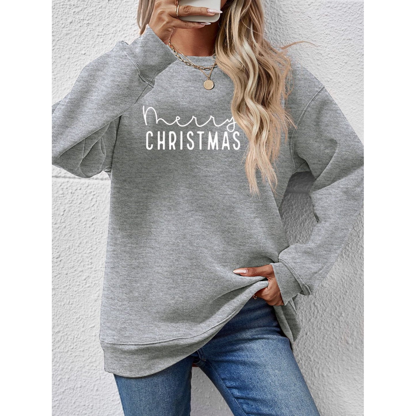 MERRY CHRISTMAS Dropped Shoulder Sweatshirt