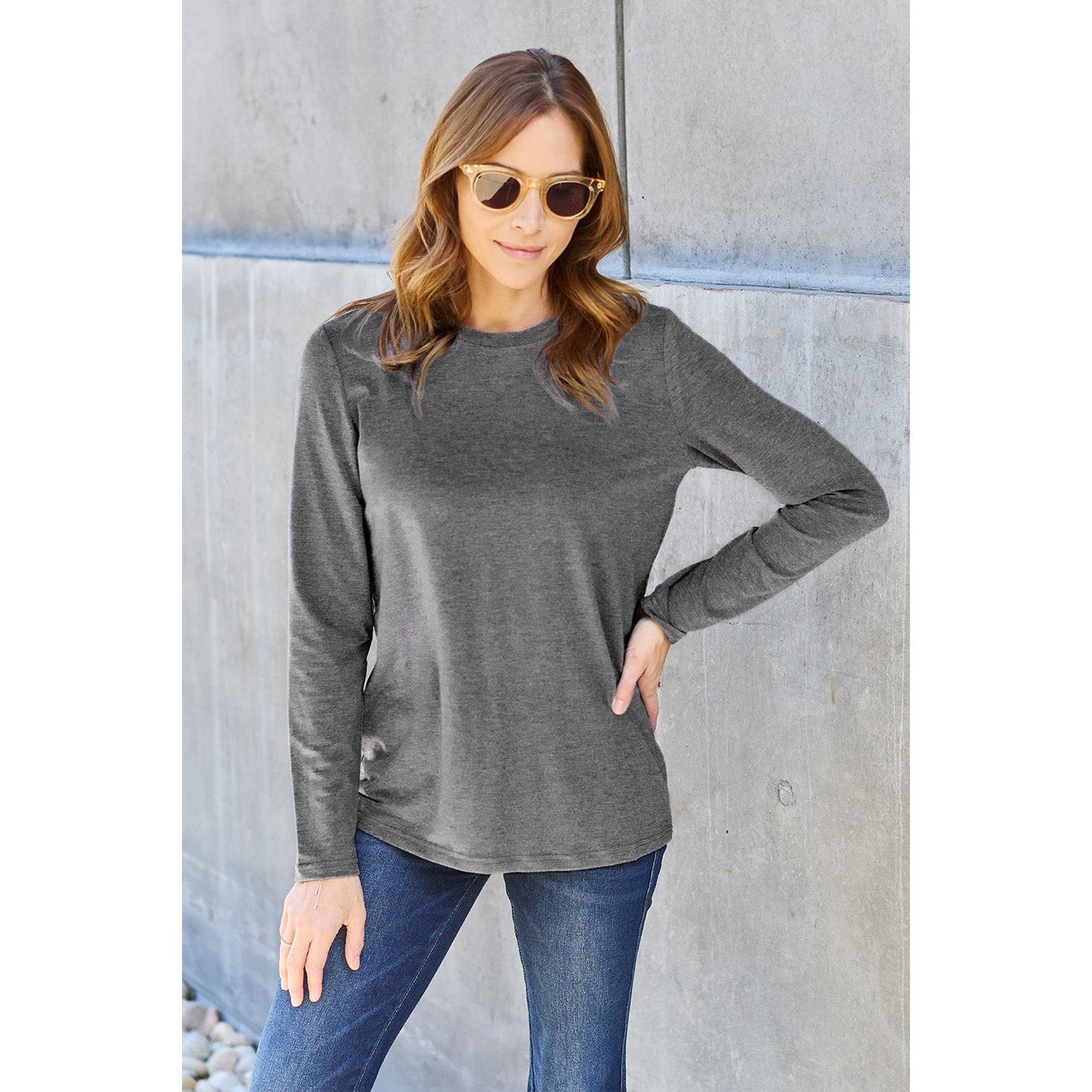 Basic Bae Full Size Round Neck Long Sleeve Top