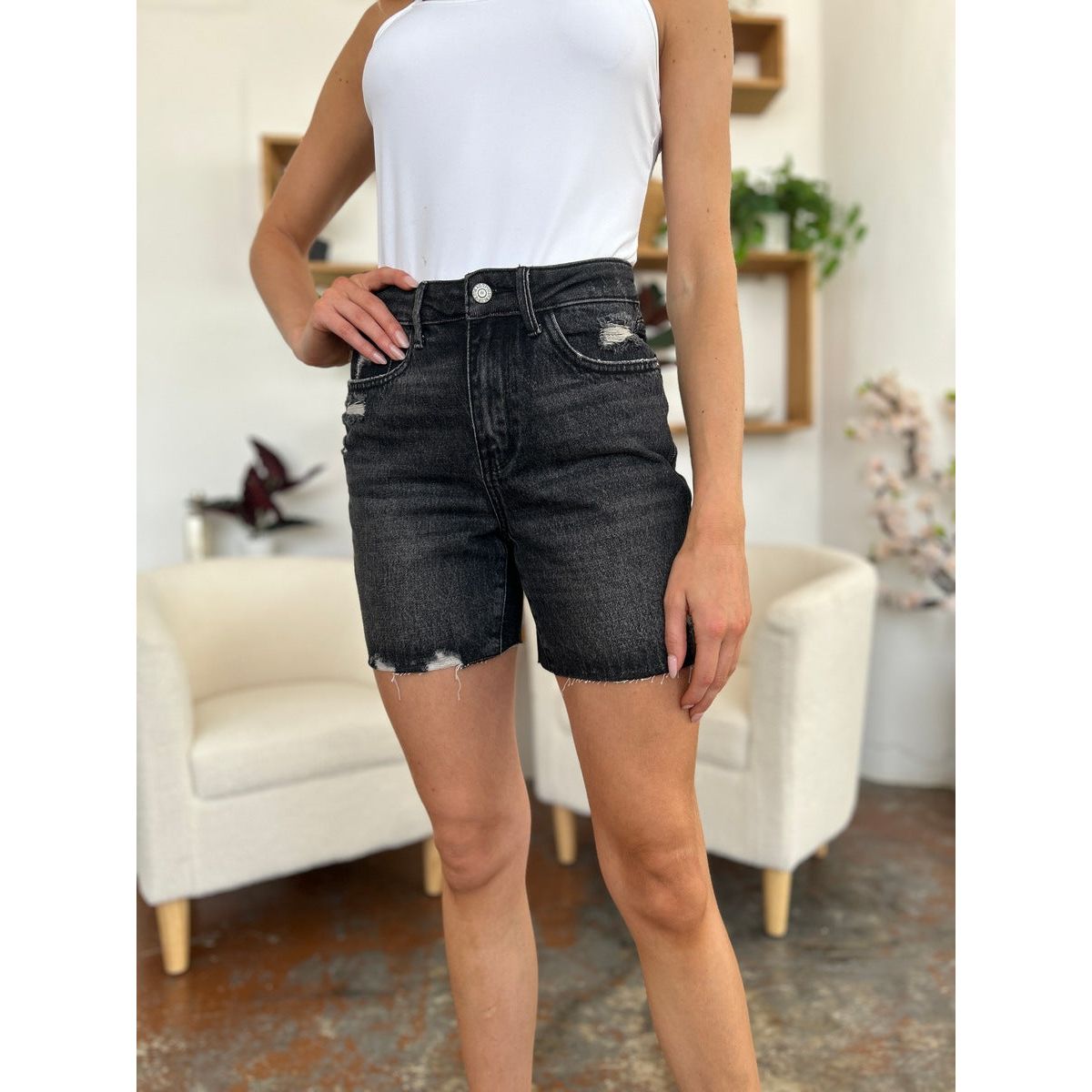 Judy Blue Full Size High Waist Rigid Magic Denim Shorts