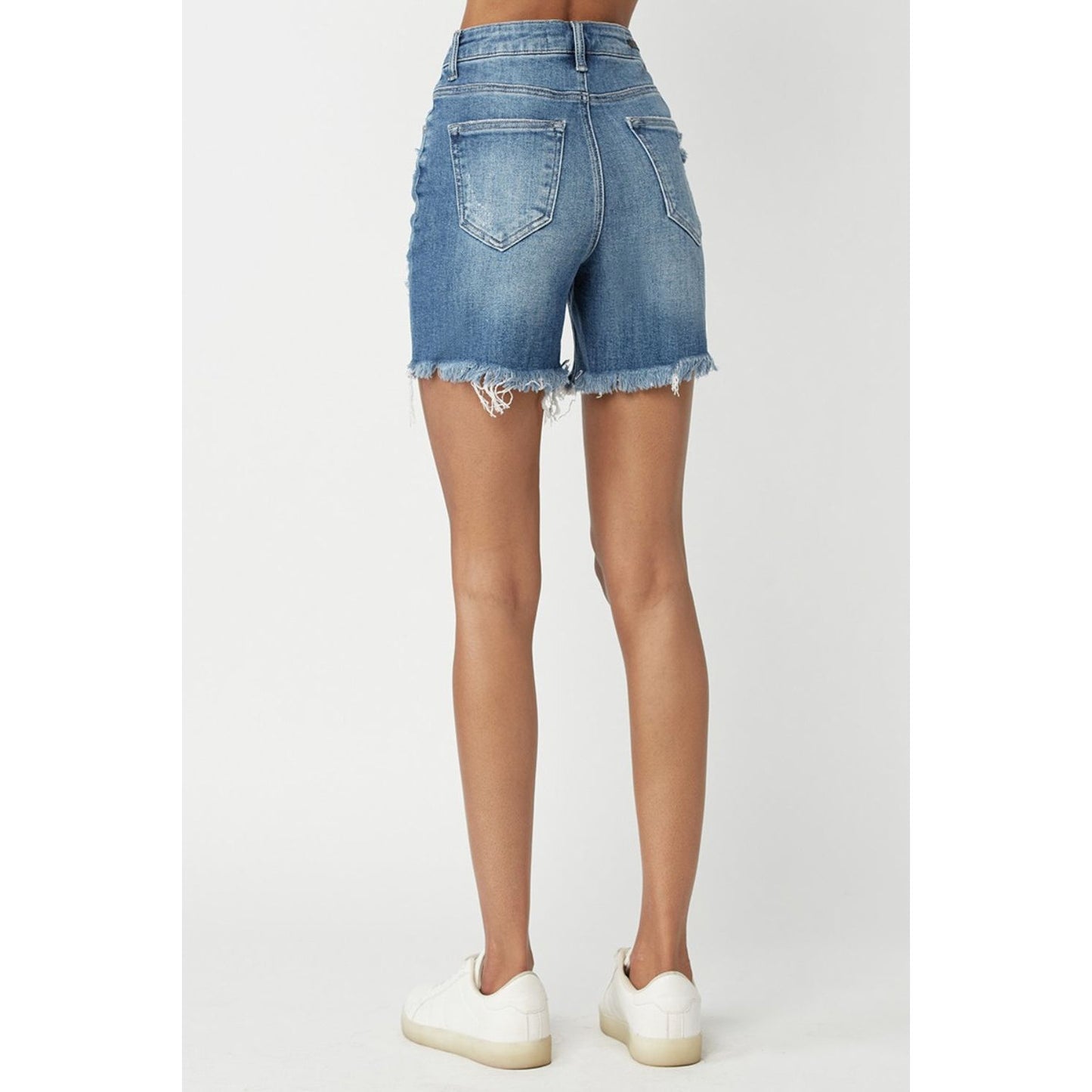 RISEN High Waisted Distressed Denim Shorts