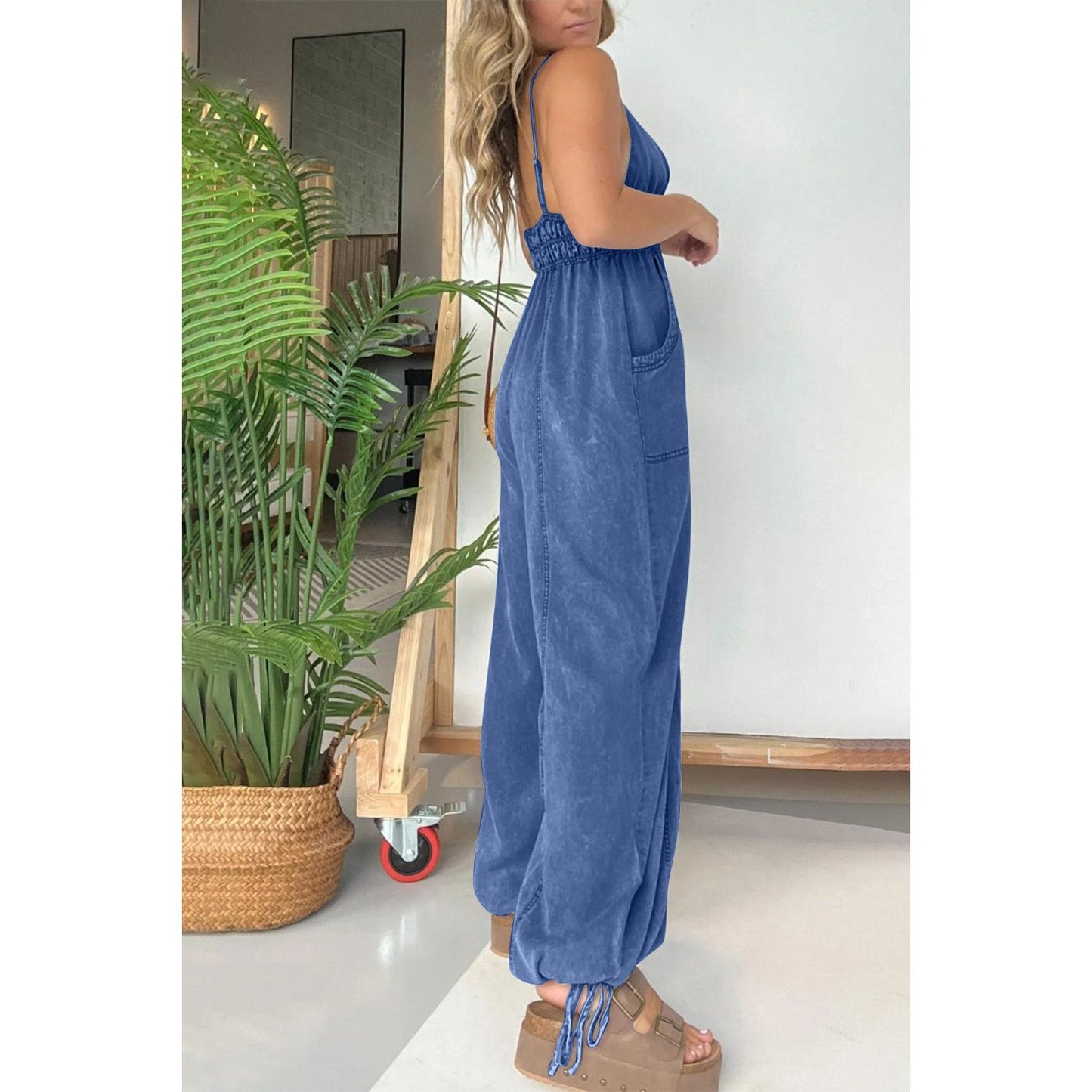 Full Size Spaghetti Strap Jumpsuit with Pockets