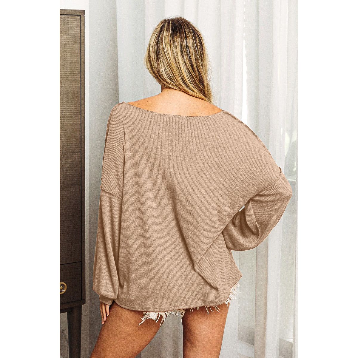 BiBi Exposed Seam Long Sleeve Top