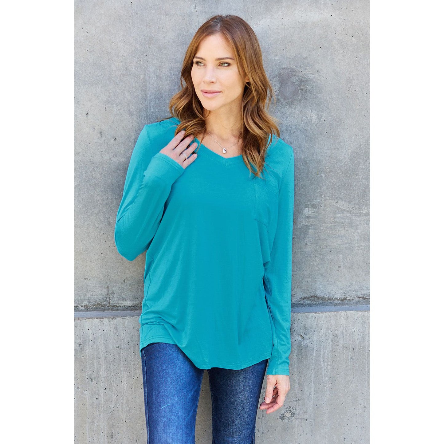 Basic Bae Full Size V-Neck Long Sleeve Top