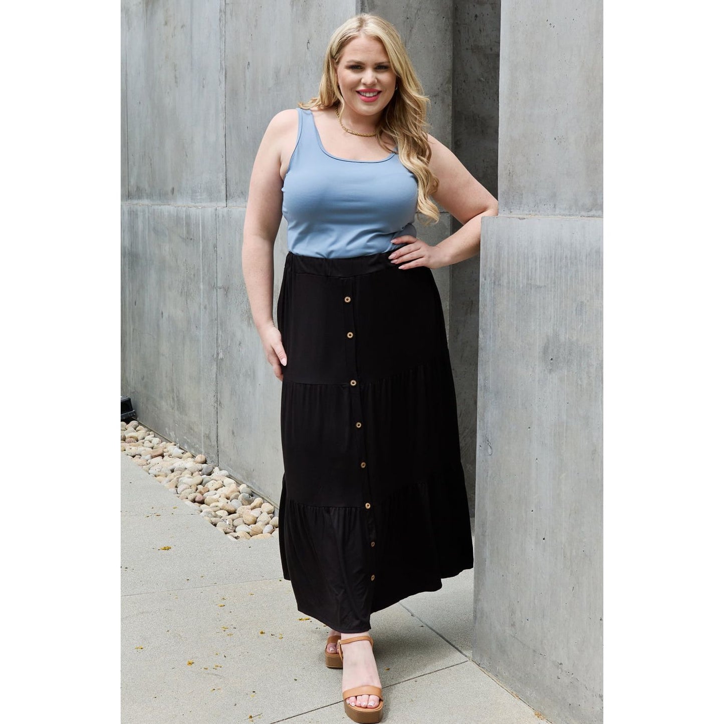 Heimish So Easy Full Size Solid Maxi Skirt