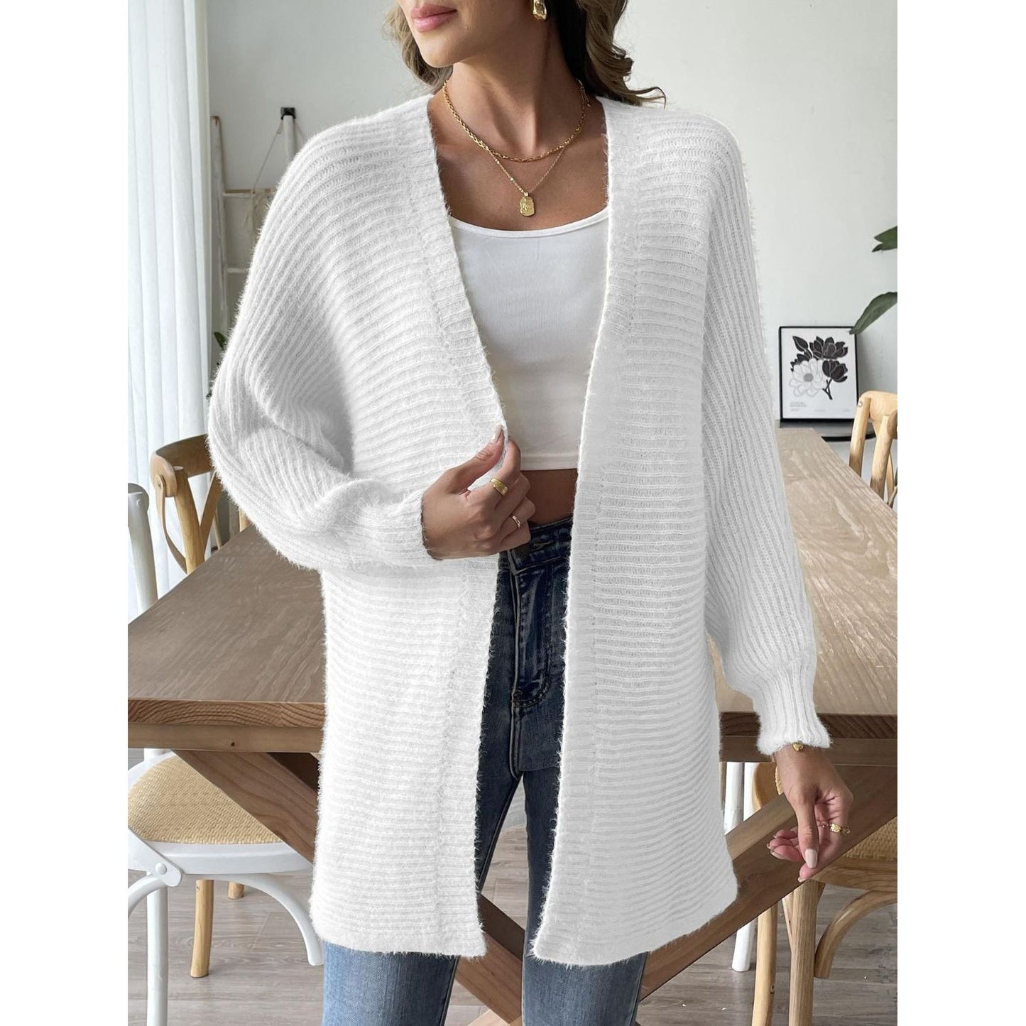 Open Front Long Sleeve Cardigan