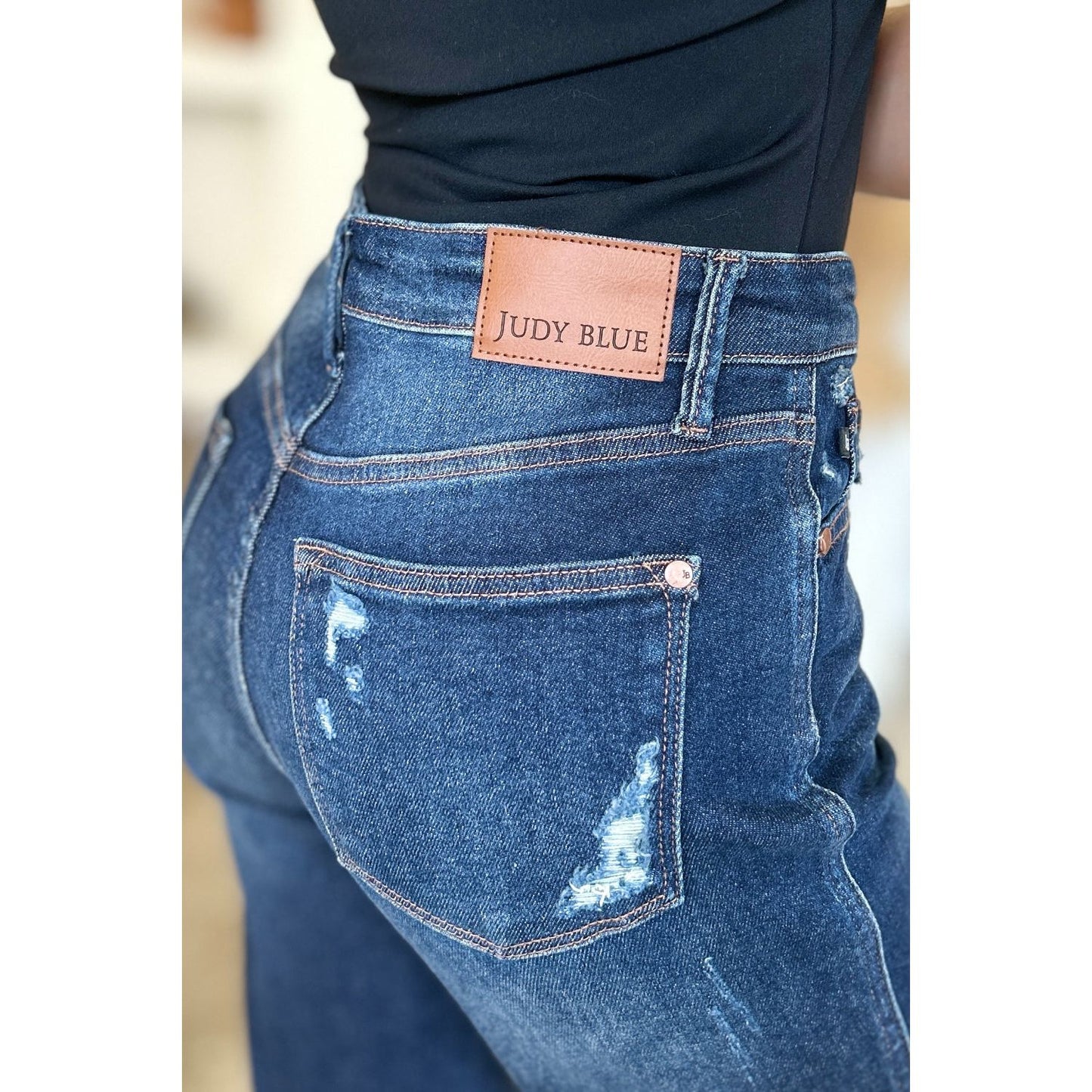 Judy Blue Full Size High Waist Rigid Magic Heavy Destroy Straight Jeans