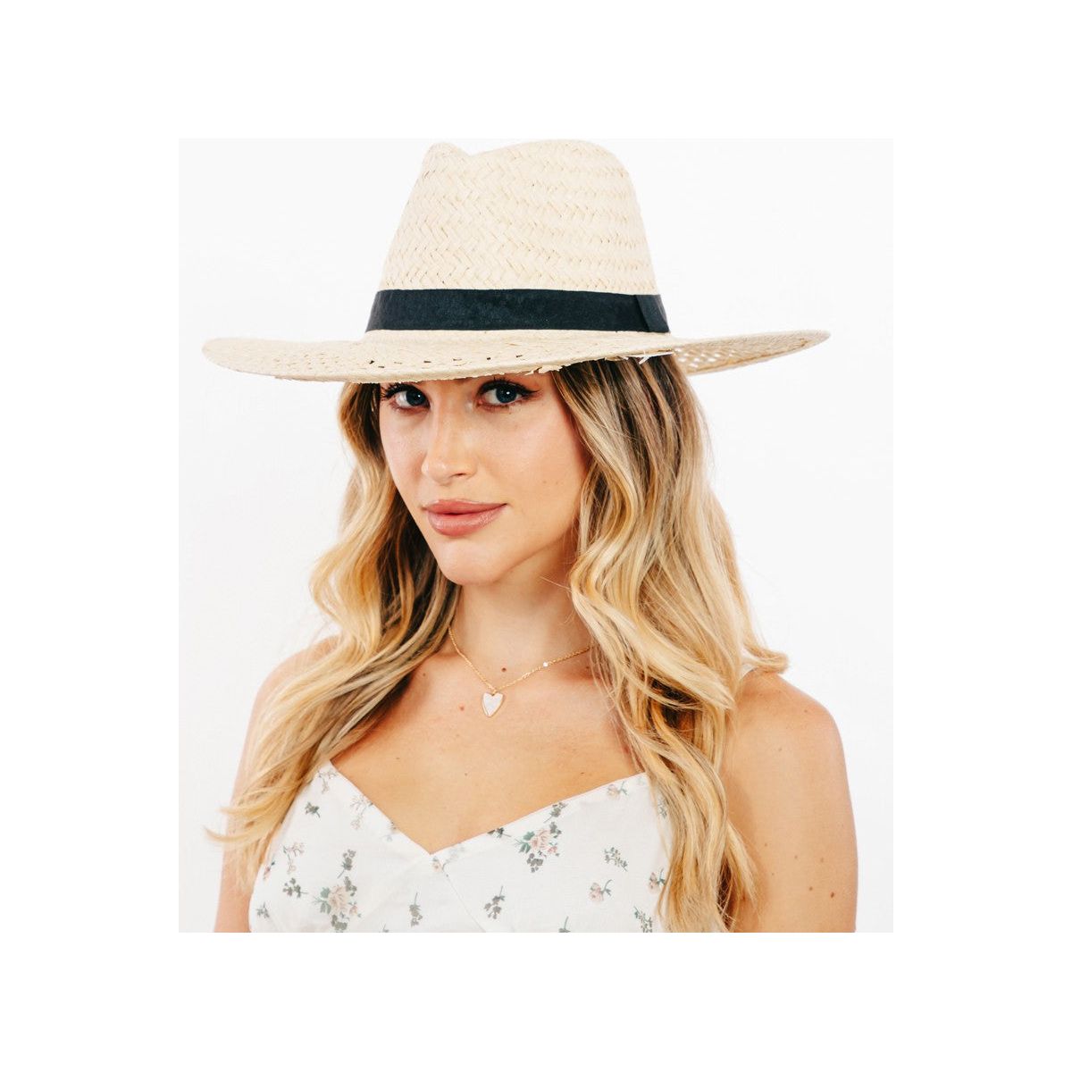 Fame Basket Weave Straw Sun Hat