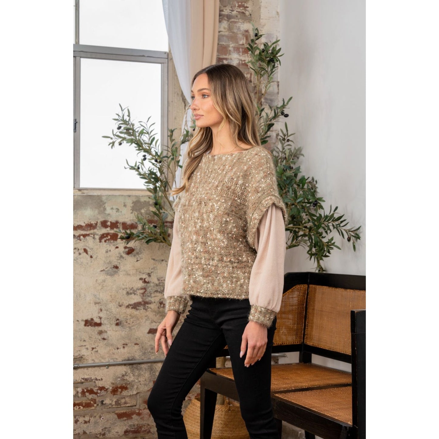 Sew In Love Full Size Fuzzy Long Sleeve Knit Top