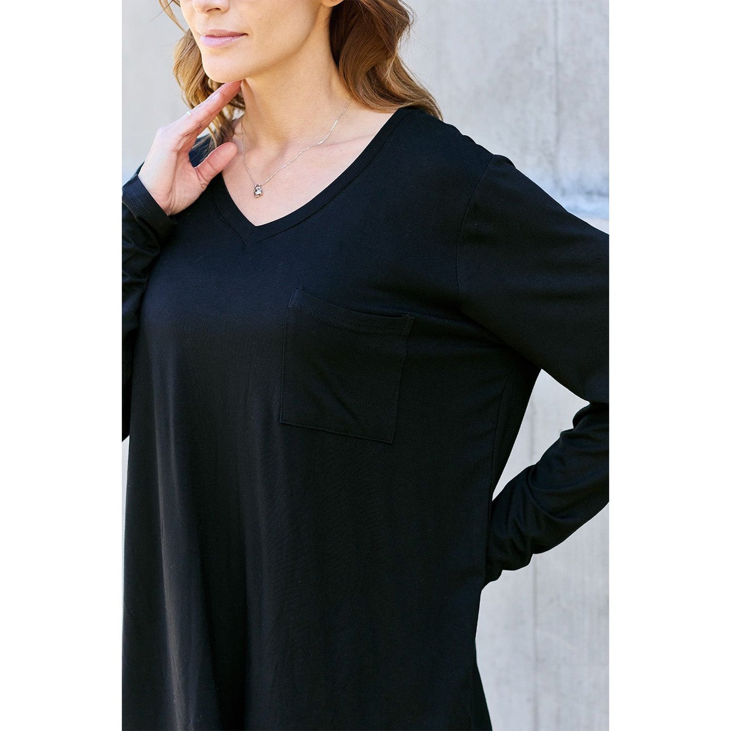 Basic Bae Full Size V-Neck Long Sleeve Top