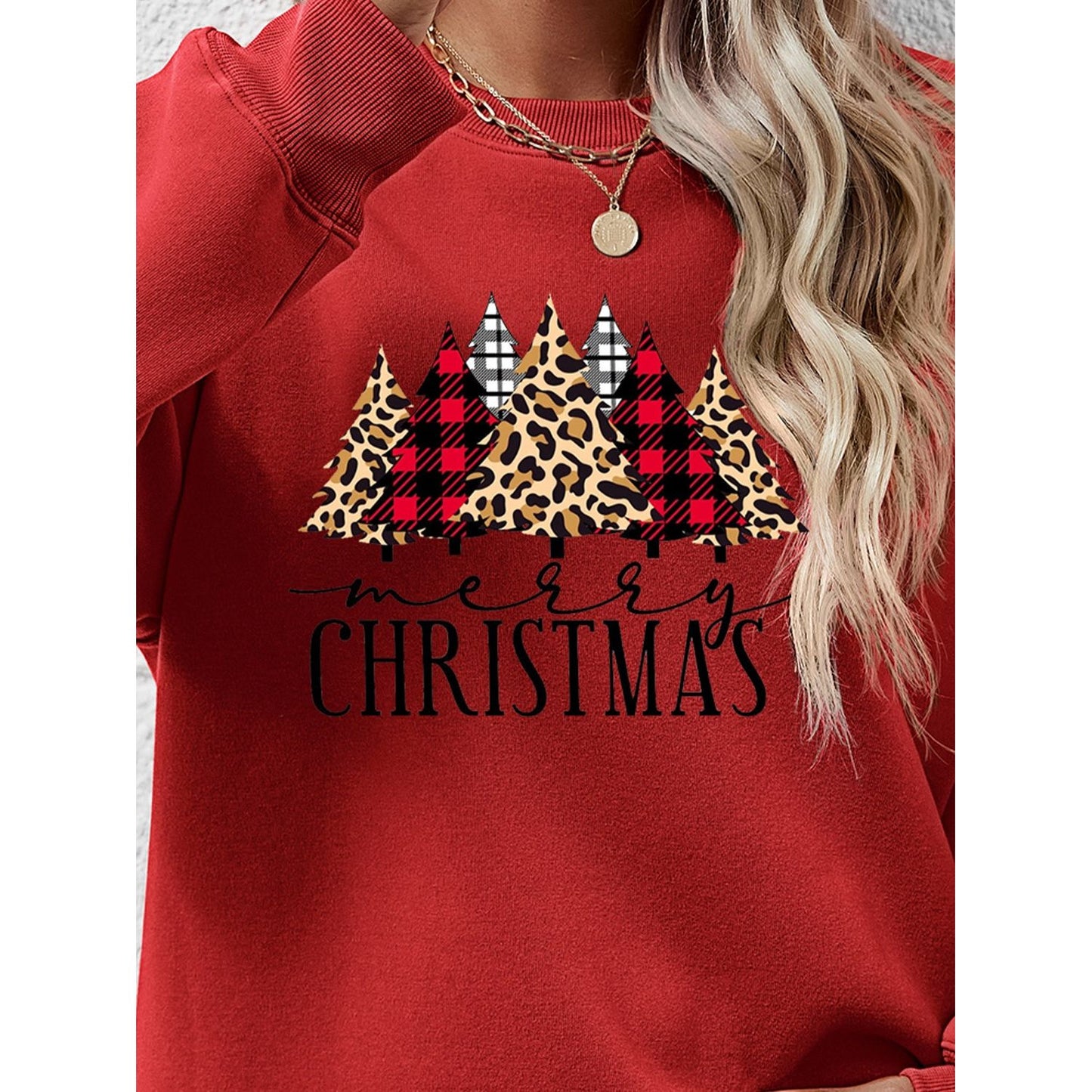 MERRY CHRISTMAS Round Neck Long Sleeve Sweatshirt